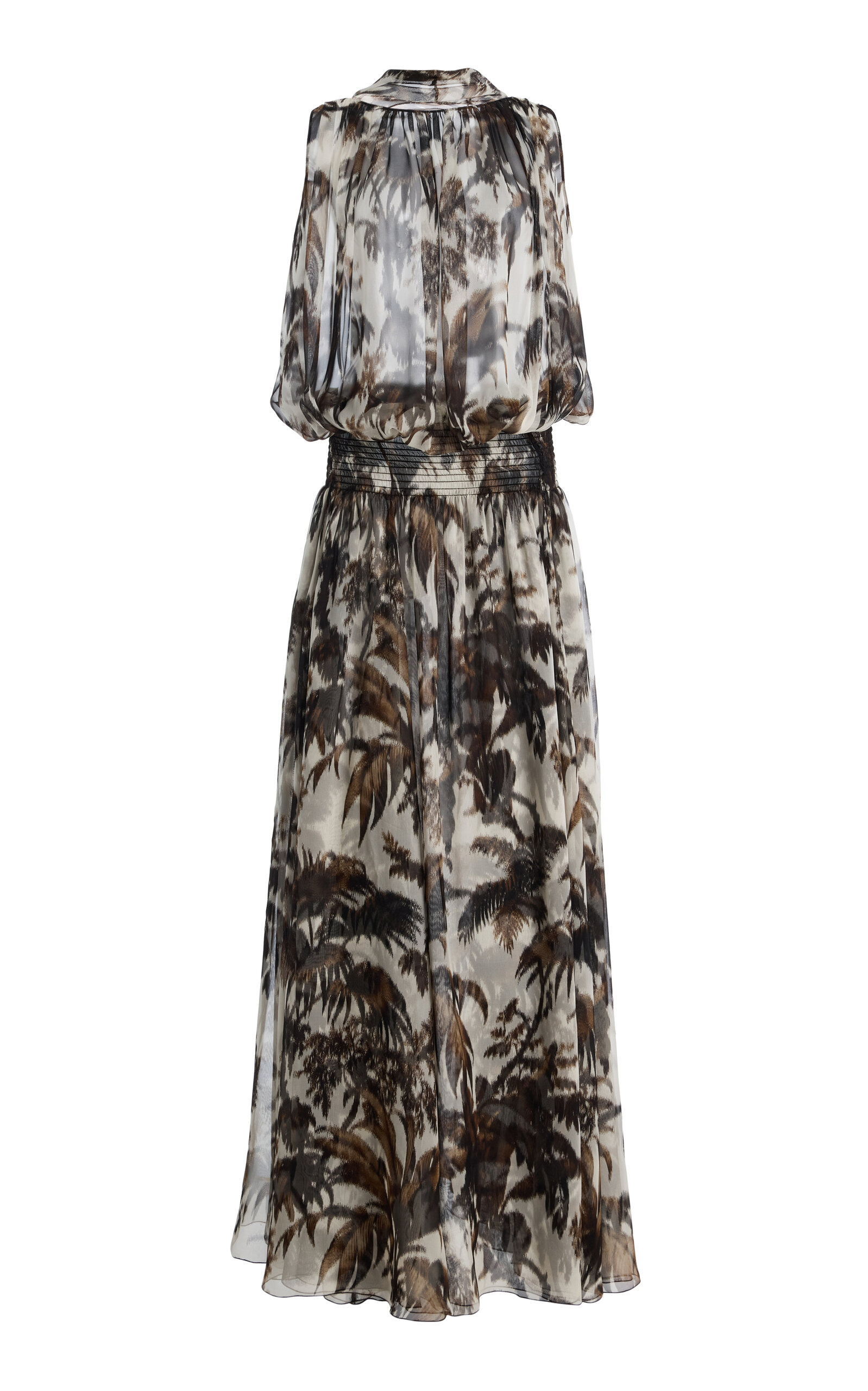 Oscar de la Renta Palm-Printed Silk-Chiffon Gown