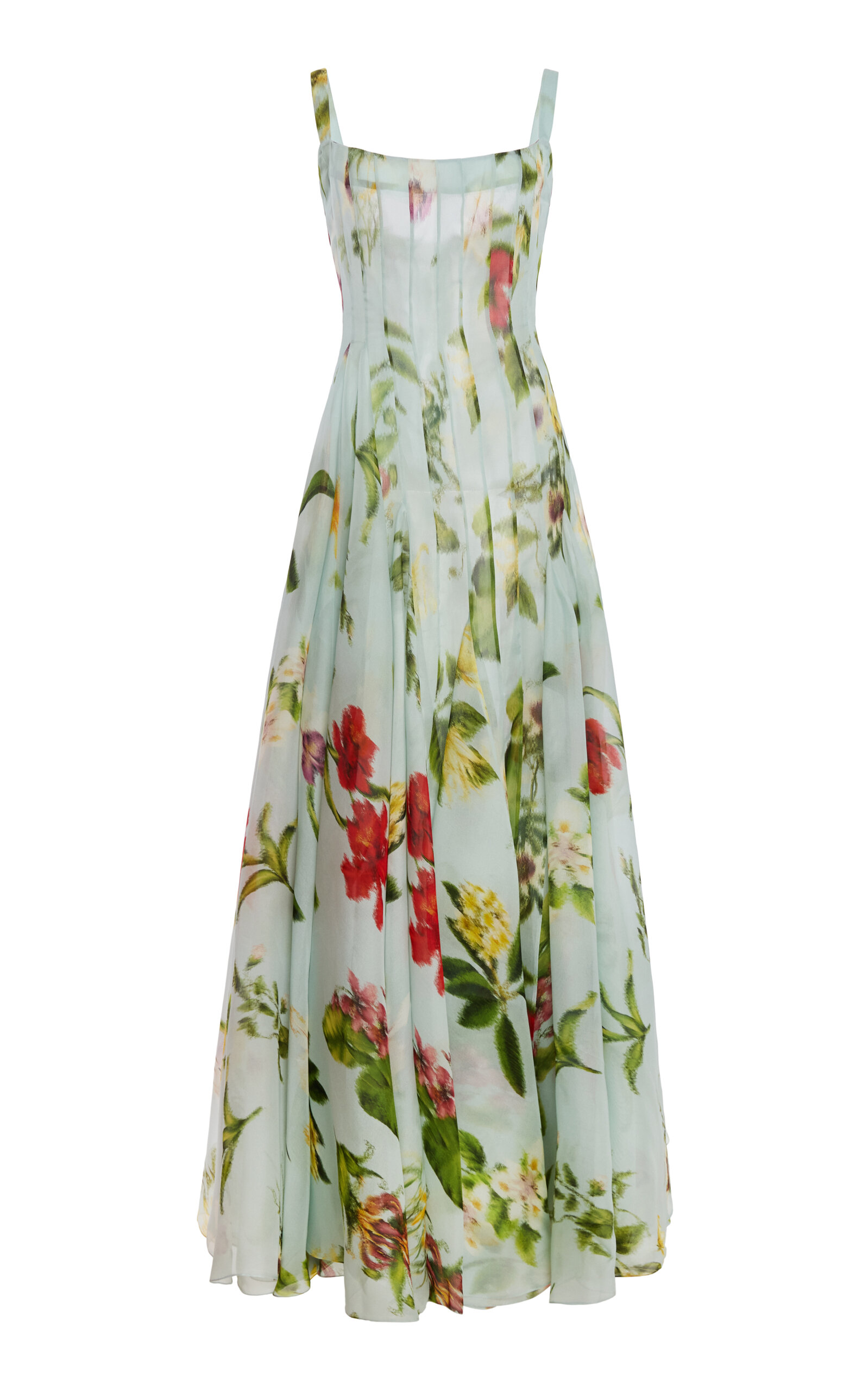 Oscar de la Renta Floral Silk-Gazar Gown