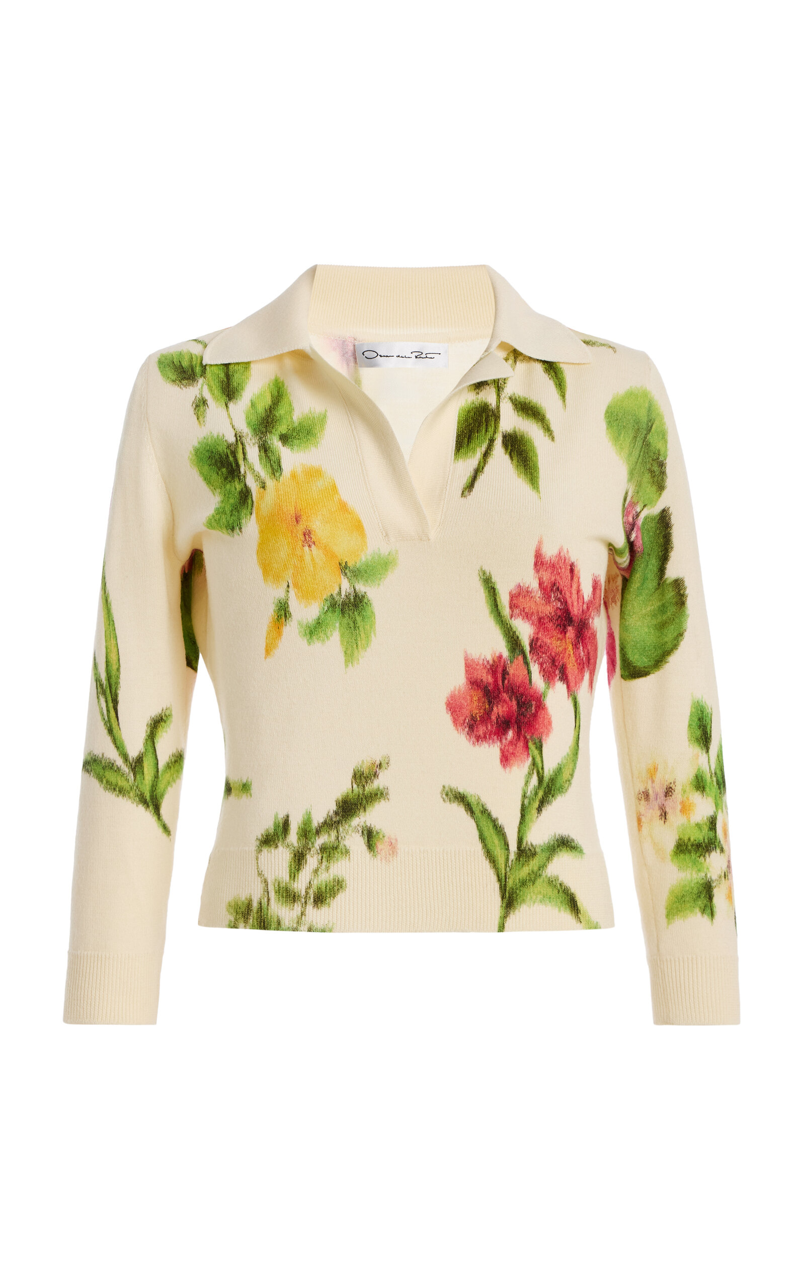 Oscar de la Renta - Toile-Printed Virgin Wool Top - Ivory - XS - Moda Operandi