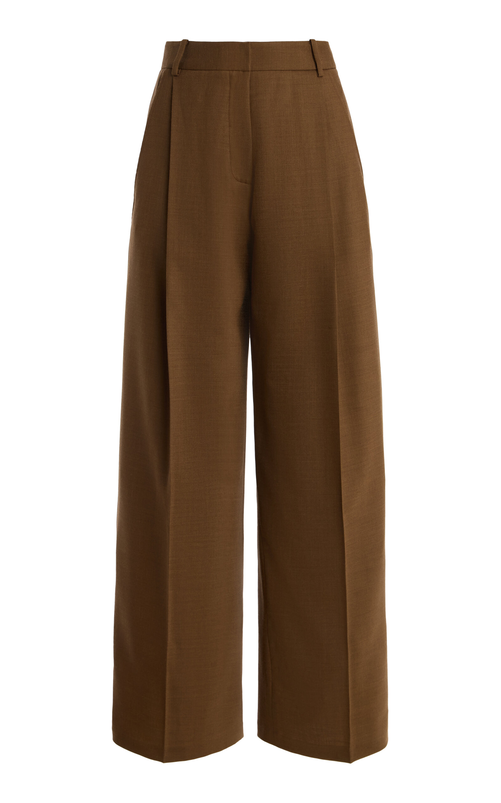 Oscar de la Renta - Tailored Wool-Blend Wide-Leg Pants - Brown - US 4 - Moda Operandi