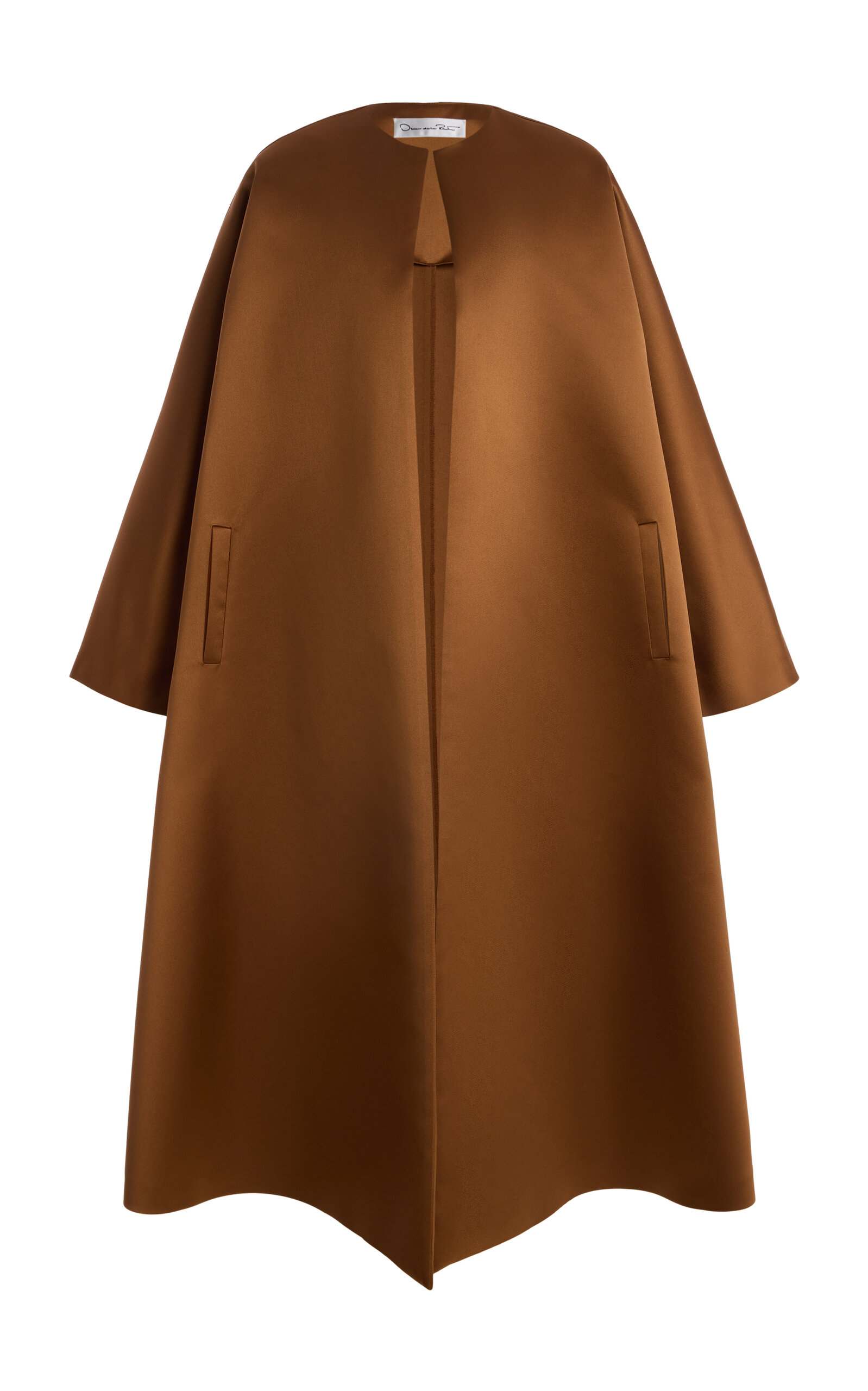 Oscar de la Renta - Draped Satin Coat - Brown - L - Moda Operandi