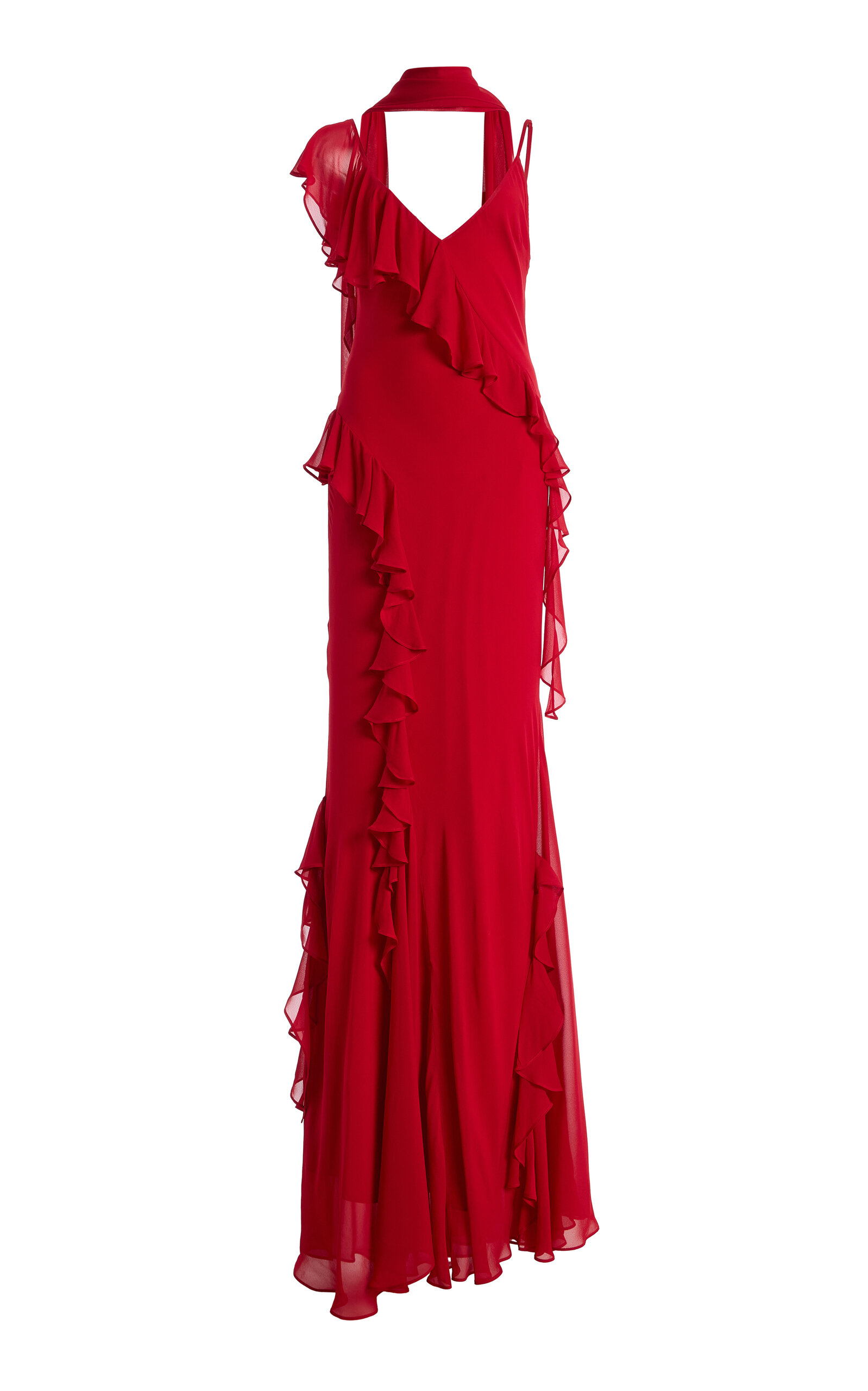 De La Vali Exclusive Mayara Ruffled Georgette Maxi Dress