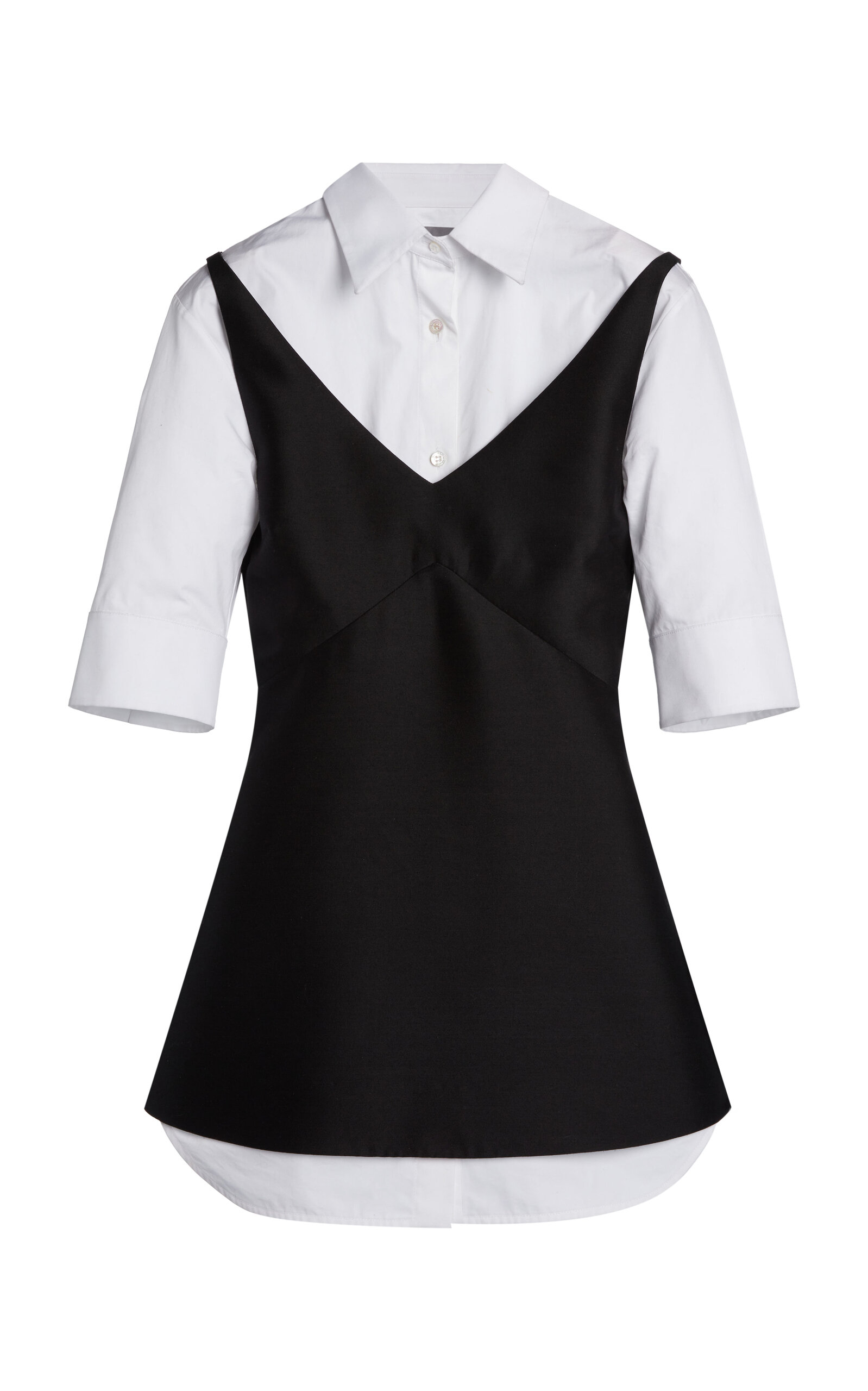 Balenciaga - Layered Wool-Silk Shirt Dress - Black - FR 34 - Moda Operandi