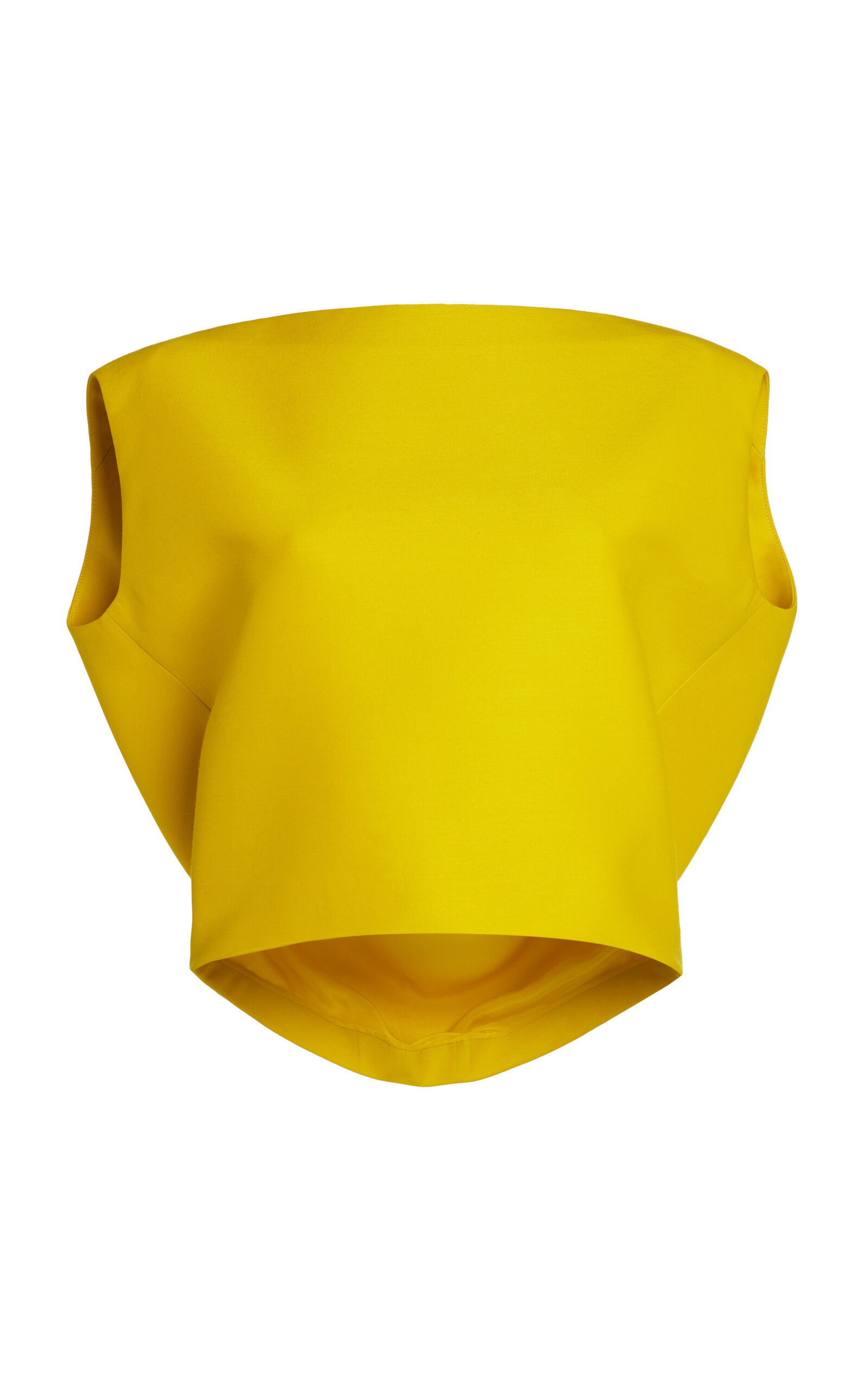 Balenciaga Draped Wool-silk Cropped Top In Yellow