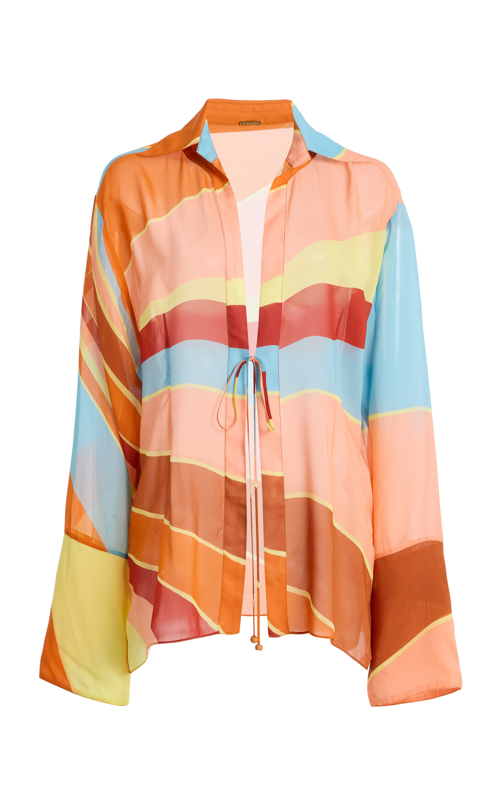 Cala de la Cruz Exclusive La Isla Rosalia Striped Georgette Top