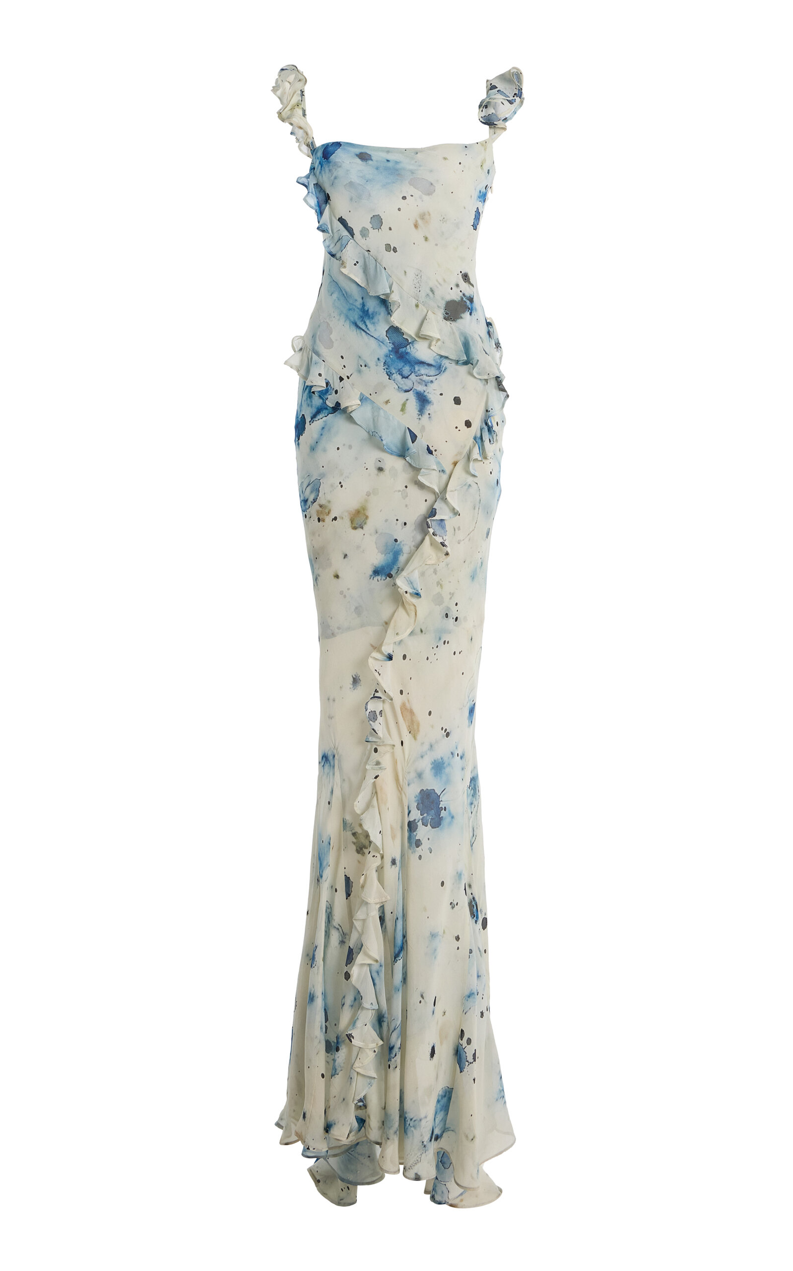 Paris Georgia Romantic Ruffled Silk Maxi Dress