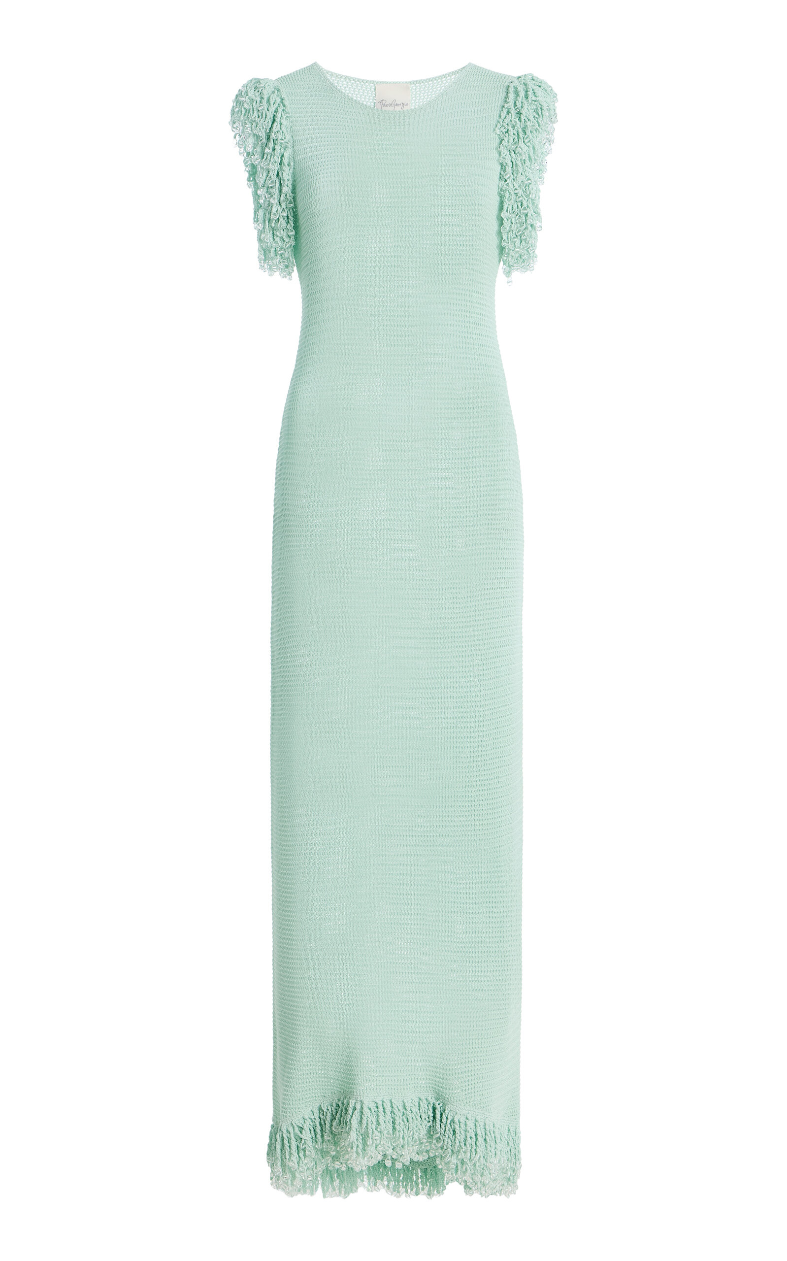 Paris Georgia Fringe Cotton Maxi Dress In Blue