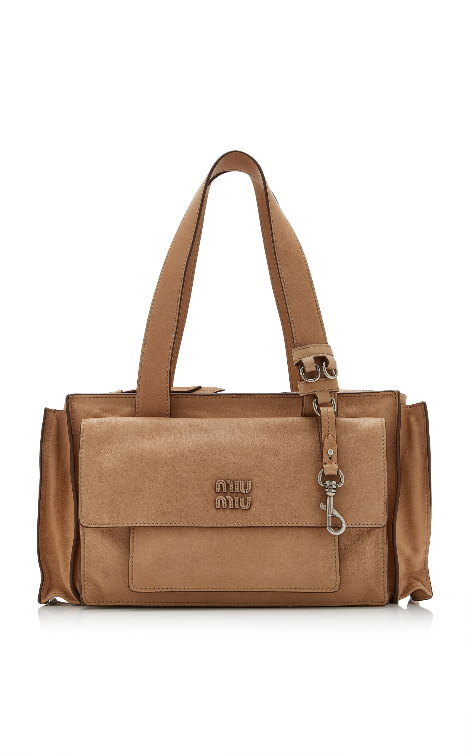 Miu Miu - Pocket Leather Shoulder Bag - Brown - OS - Moda Operandi