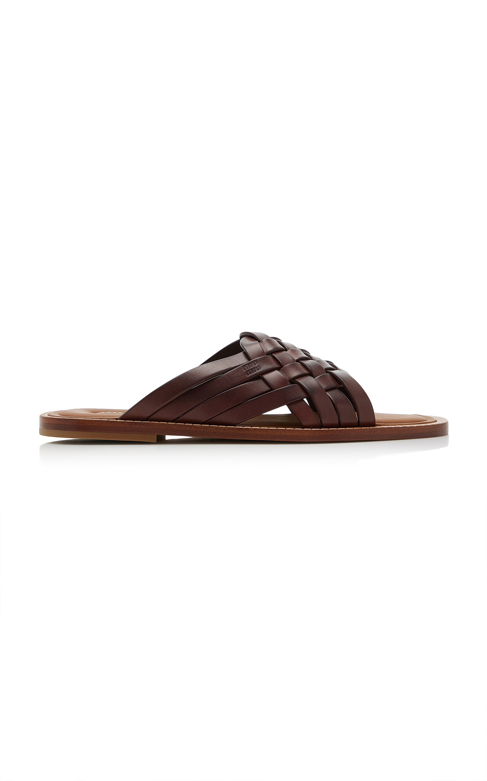 Miu Miu - Woven Leather Sandals - Brown - IT 40 - Moda Operandi
