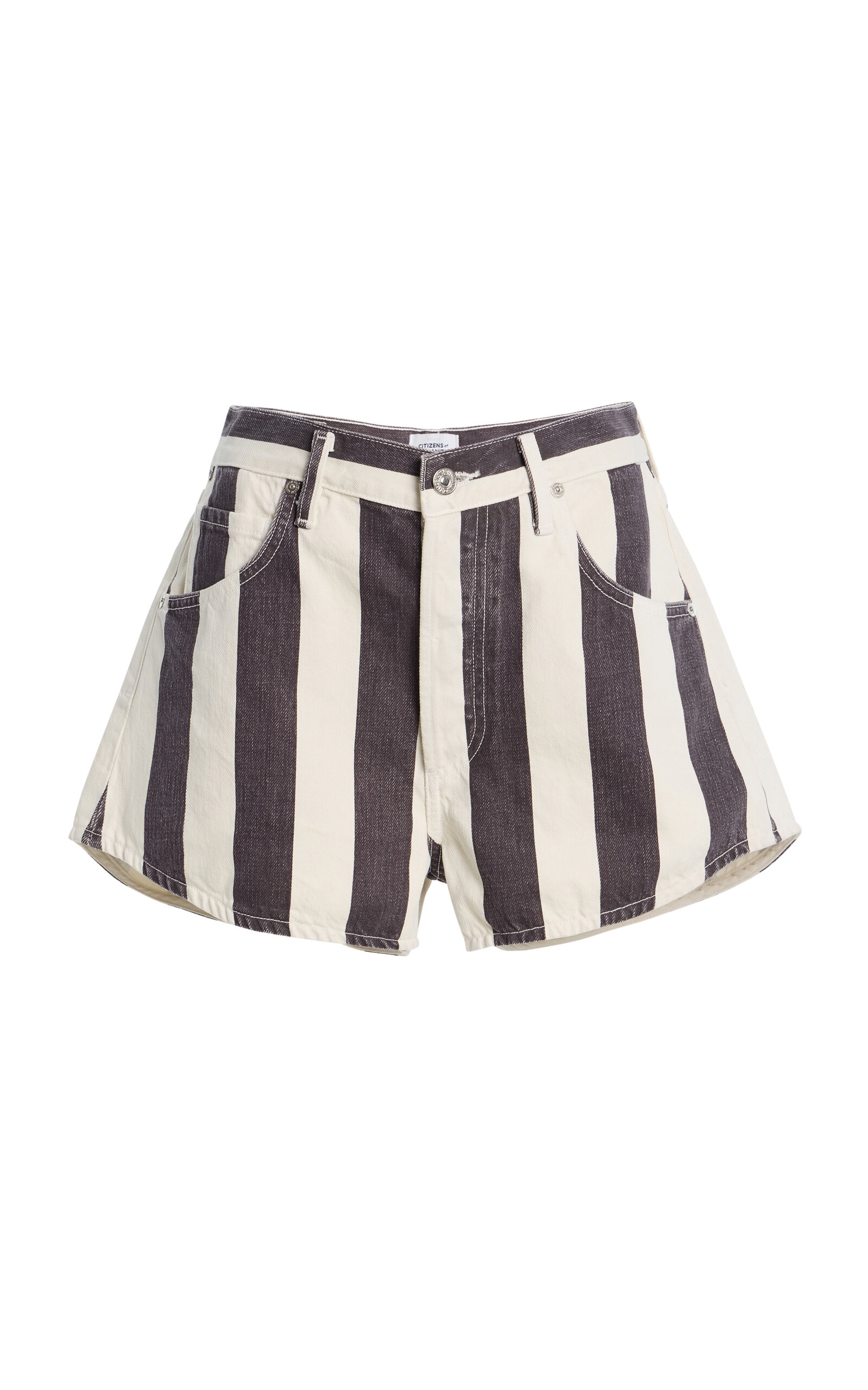 Citizens of Humanity - Abita Striped Denim Shorts - Brown - 31 - Moda Operandi