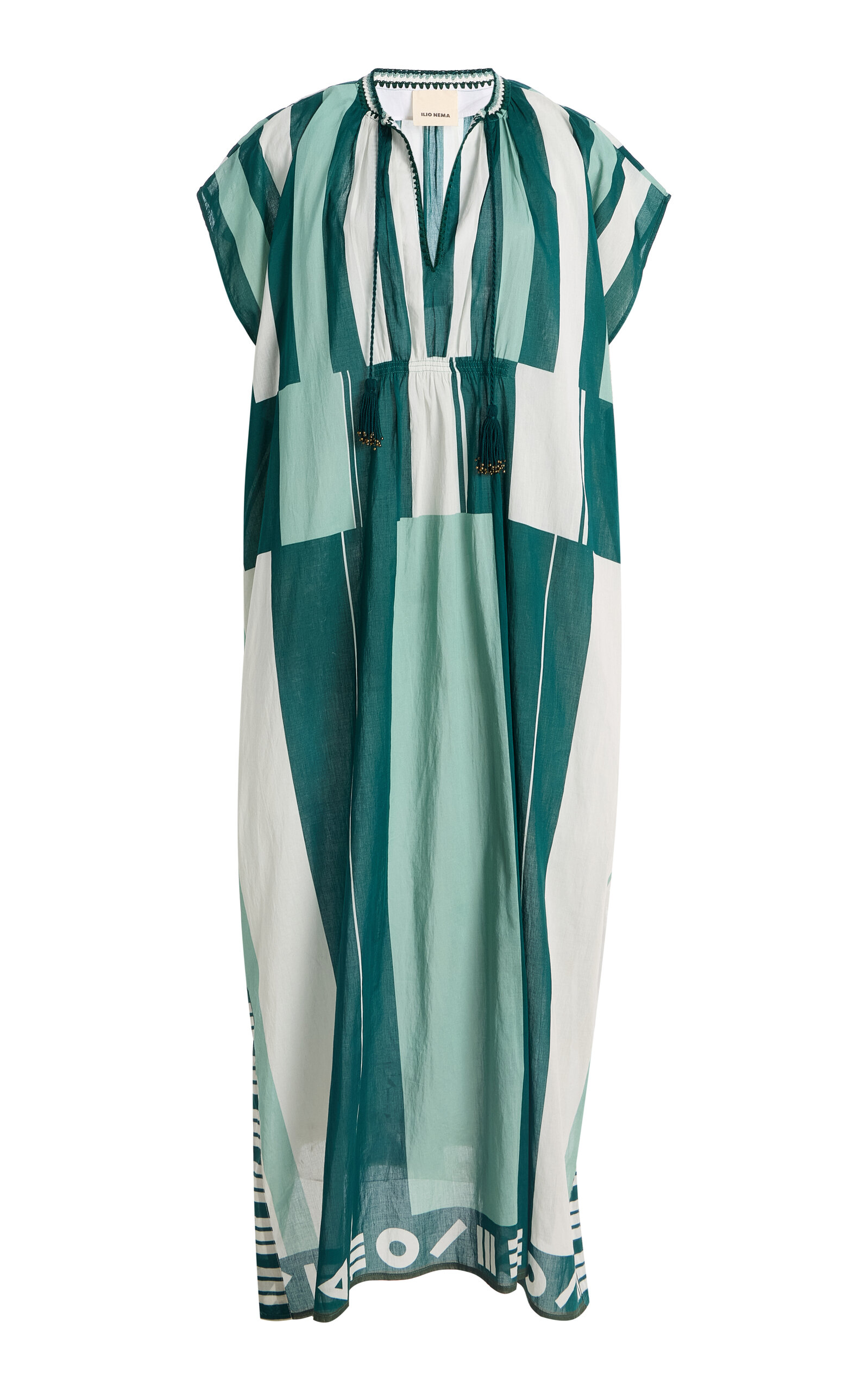 Ilio Nema Thaddeus Striped Caftan Maxi Dress In Green