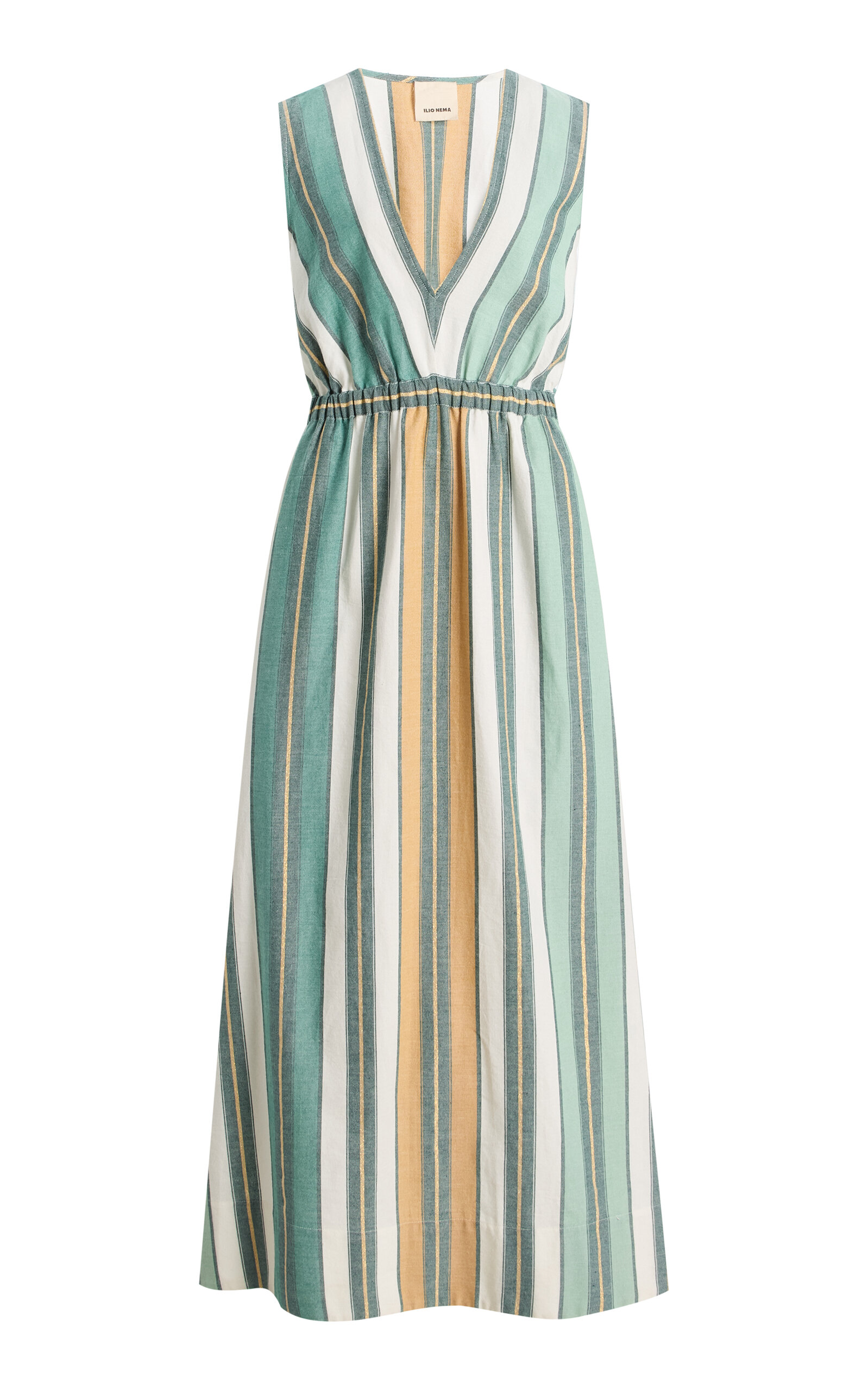 Ilio Nema Eirene Striped Cotton-blend Maxi Dress In Multi