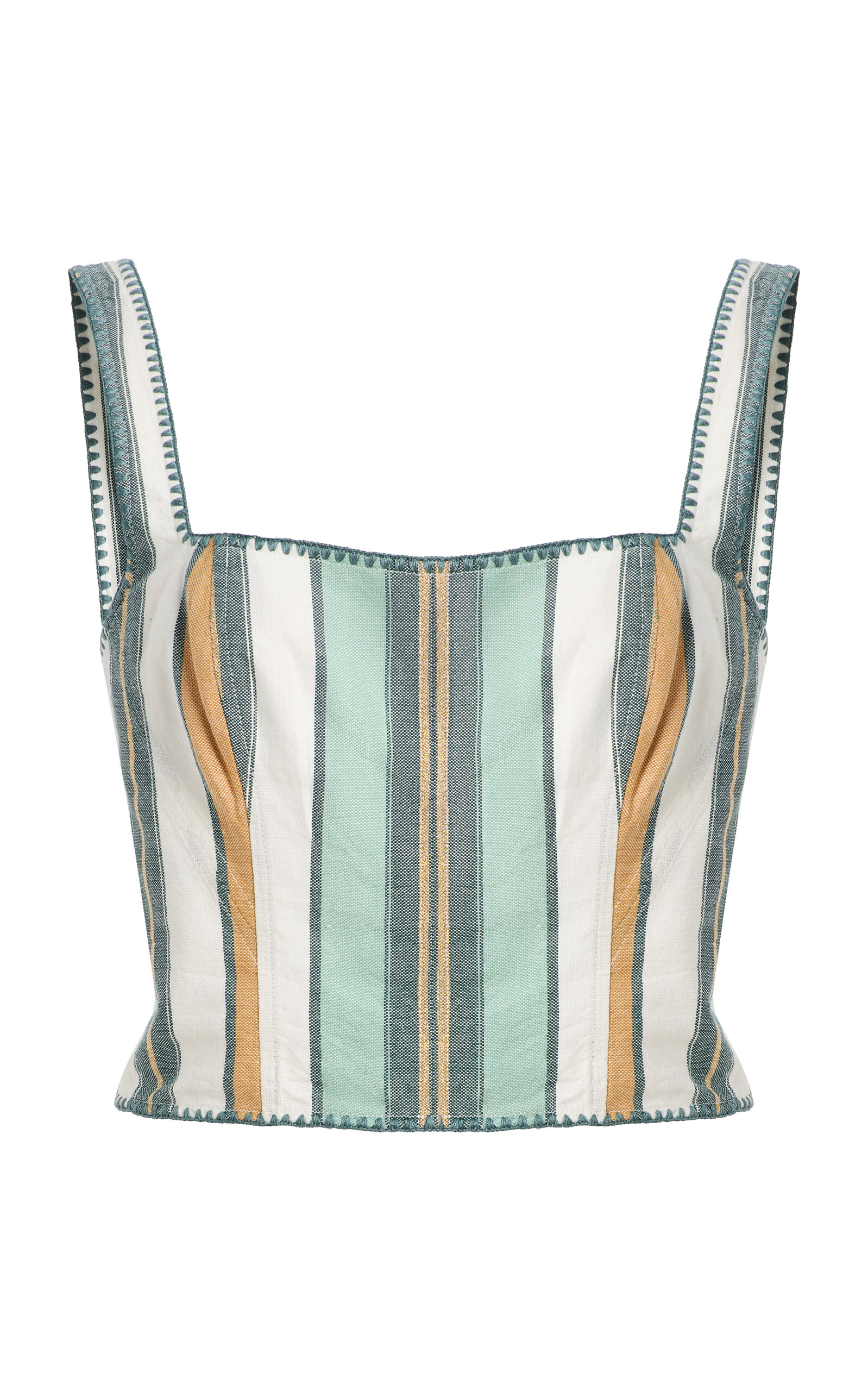 Ilio Nema Jupiter Striped Cotton-blend Cropped Top In Green