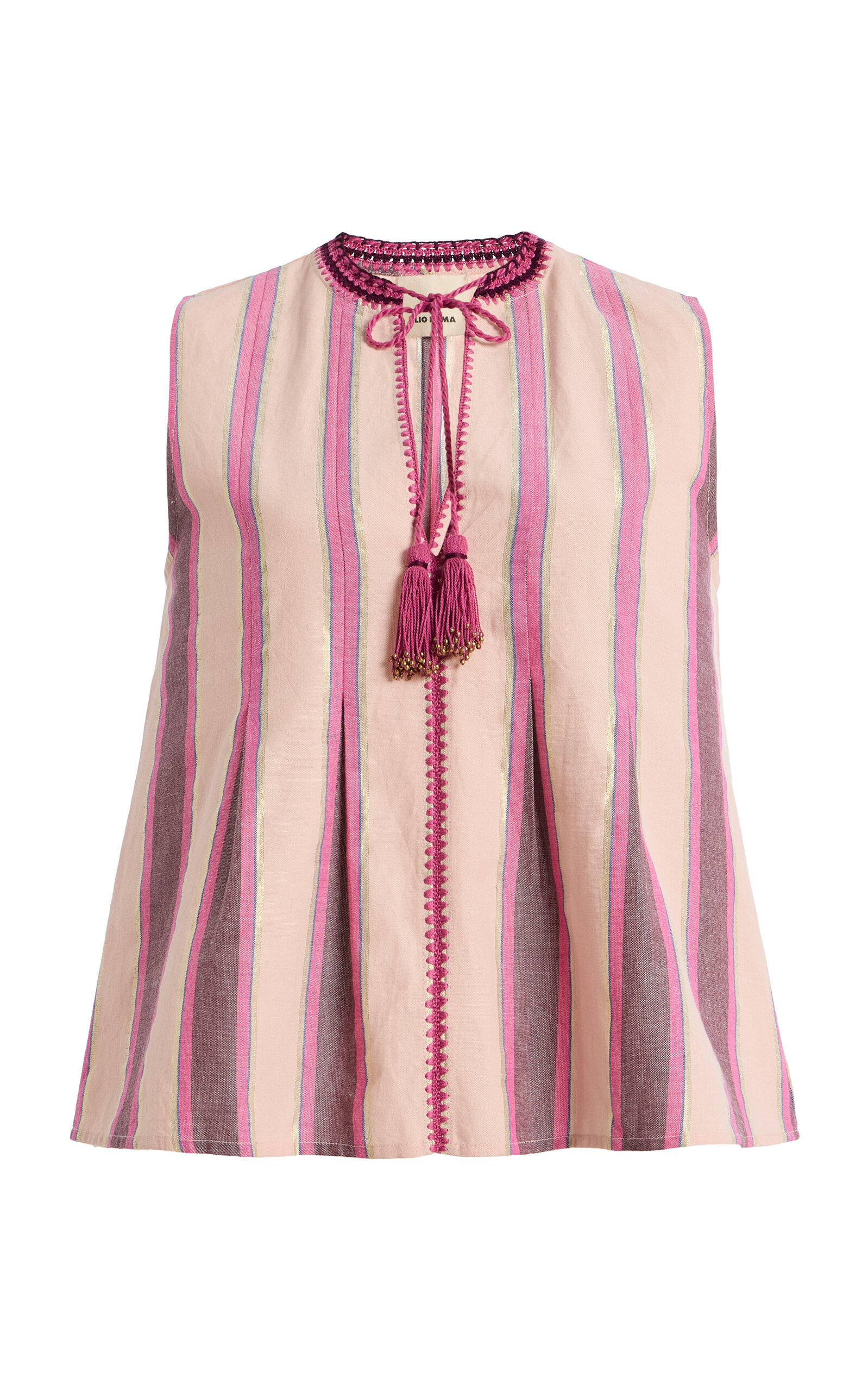 Ilio Nema Odin Striped Cotton Pants In Pink