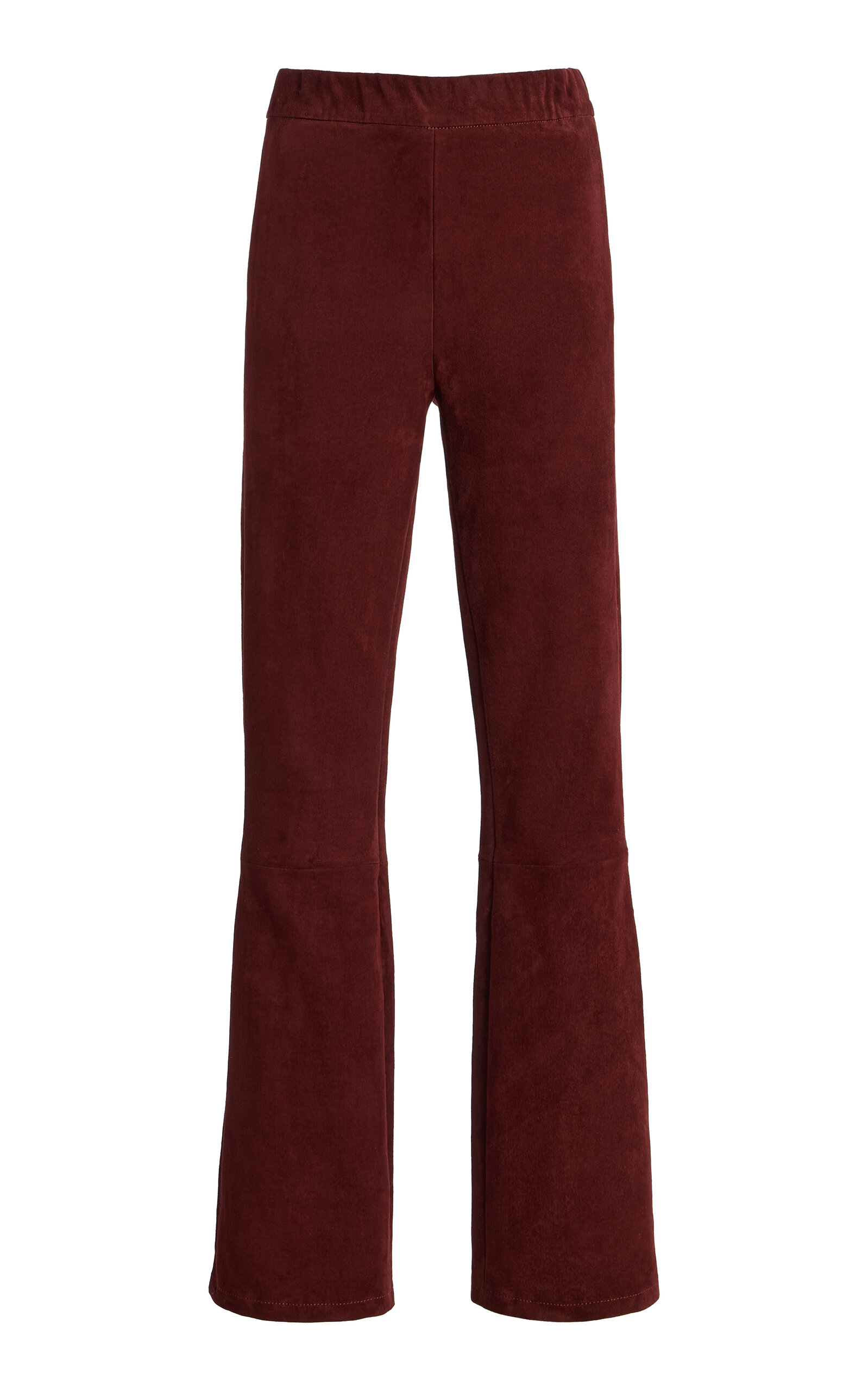 Arma River Suede Bootcut-leg Pants In Burgundy