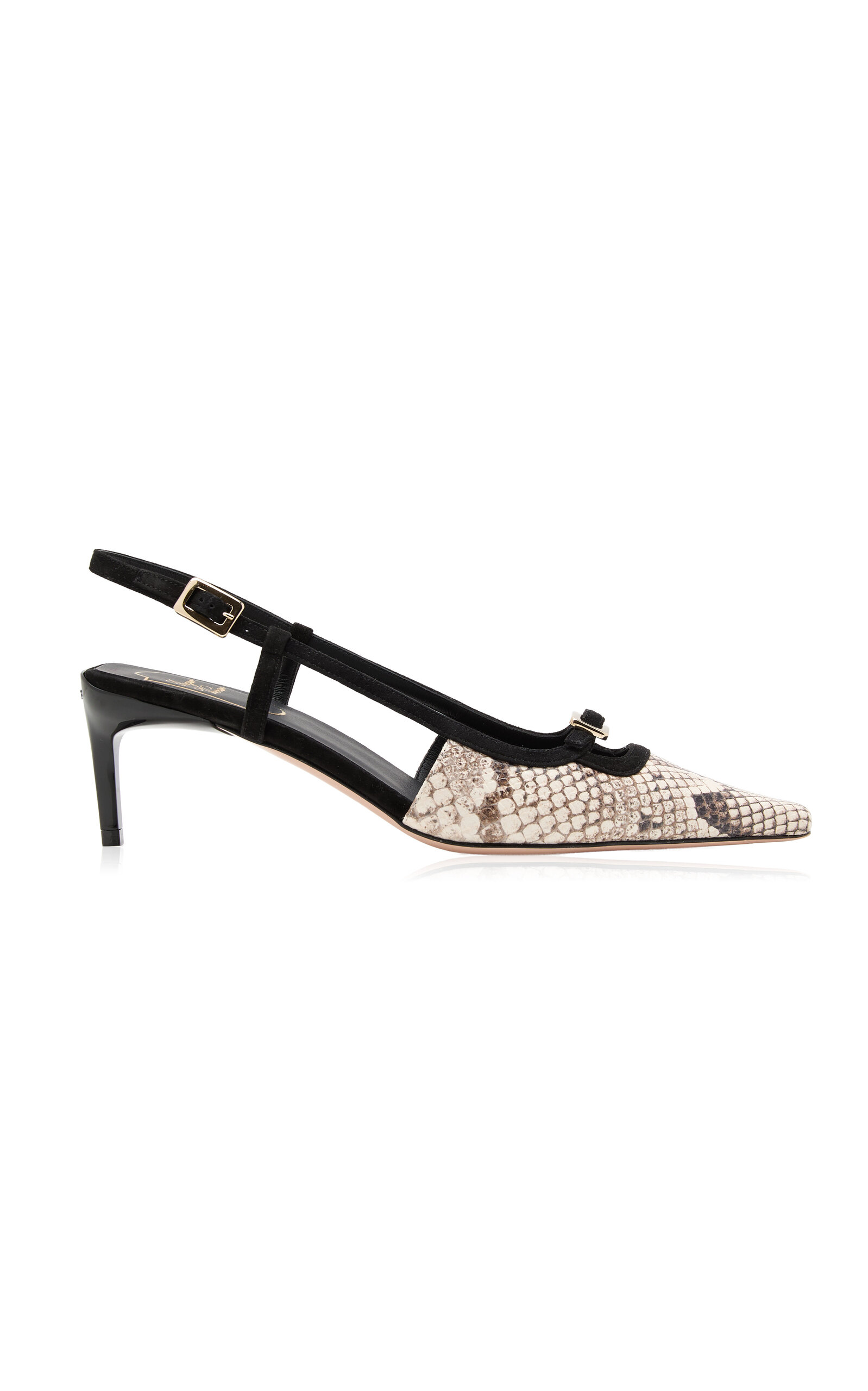 Roger Vivier Snake-effect 55 Leather Slingback Pumps In Black