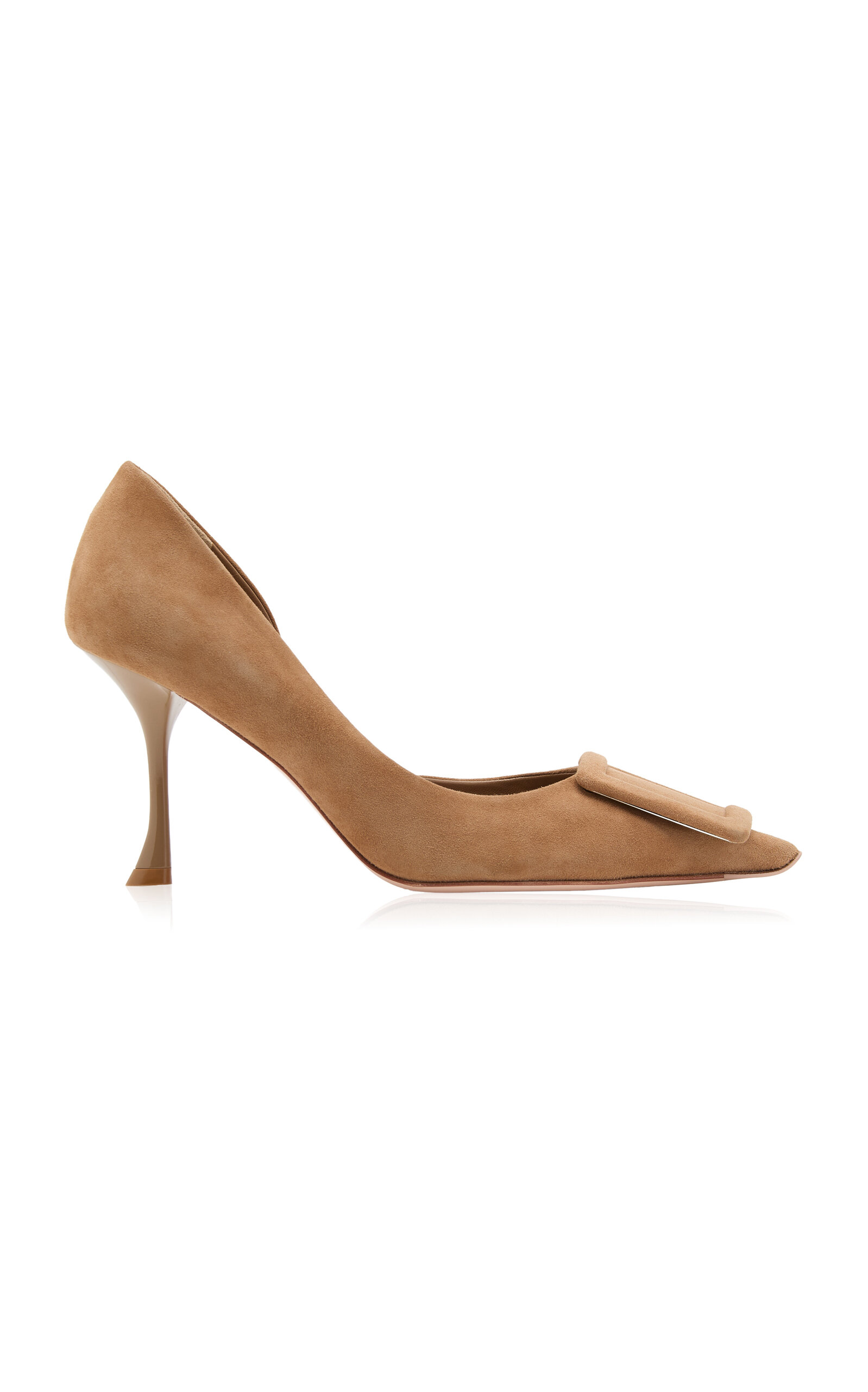 Roger Vivier Viv Buckled Suede d'Orsay Pumps - Moda Operandi