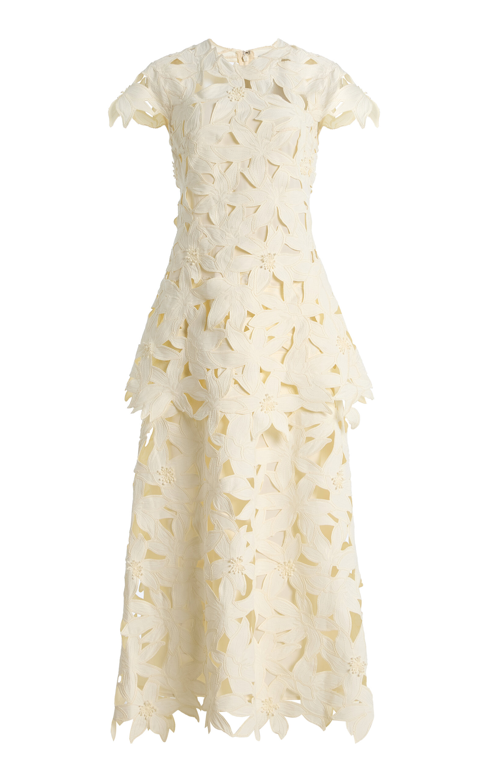 Simkhai Neve Embroidered Crepe Midi Dress In Neutral