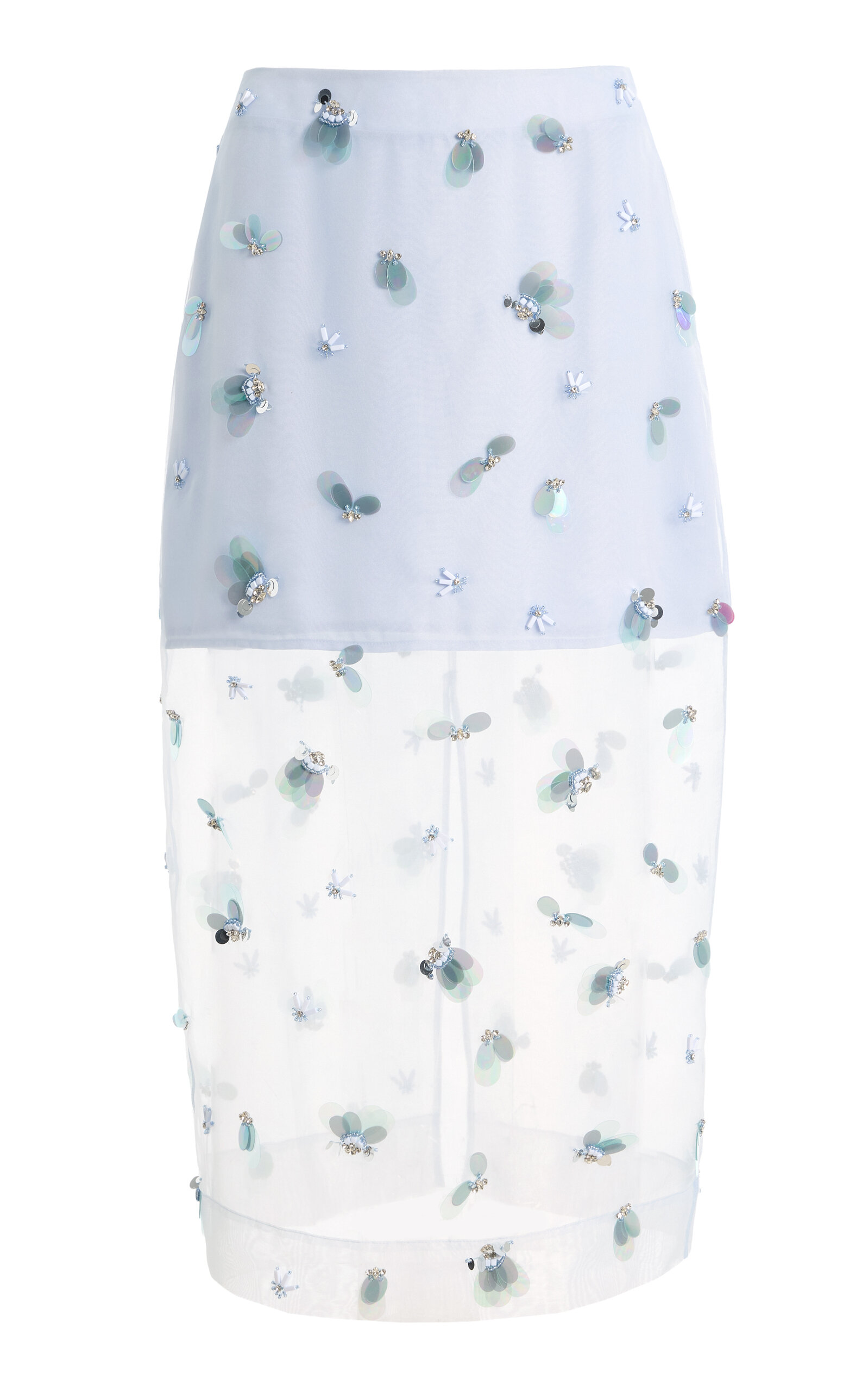 Simkhai Delilah Embellished Chiffon Midi Skirt In Blue