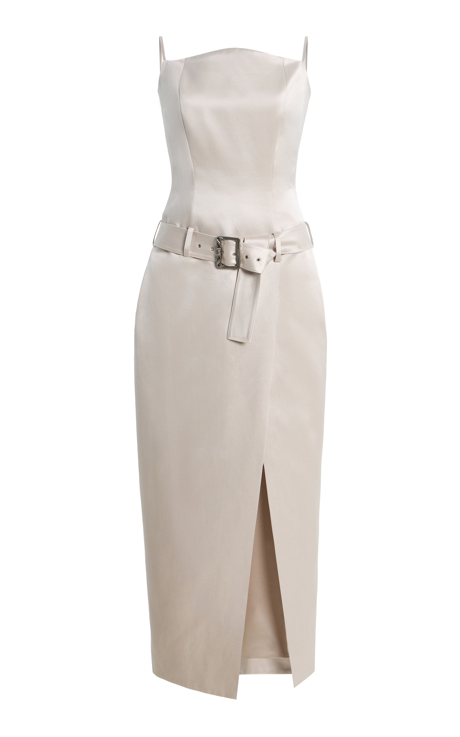 Wiederhoeft Exclusive Julie Belted Cotton-Silk Satin Midi Dress - Moda Operandi