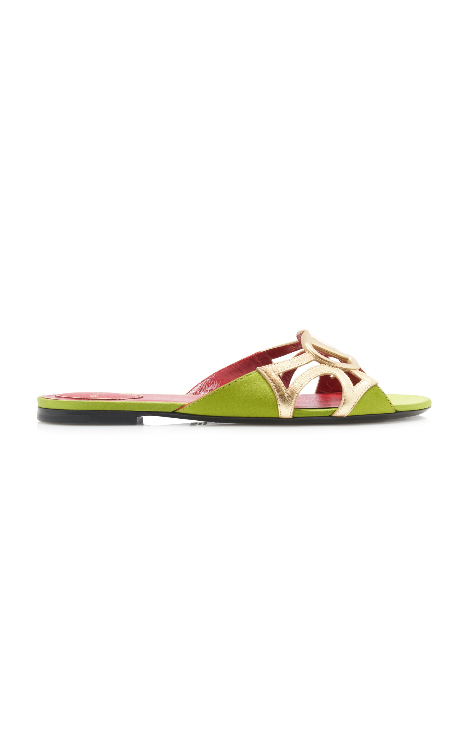 Valentino Garavani Wonderweb Satin-Leather Slides - Moda Operandi