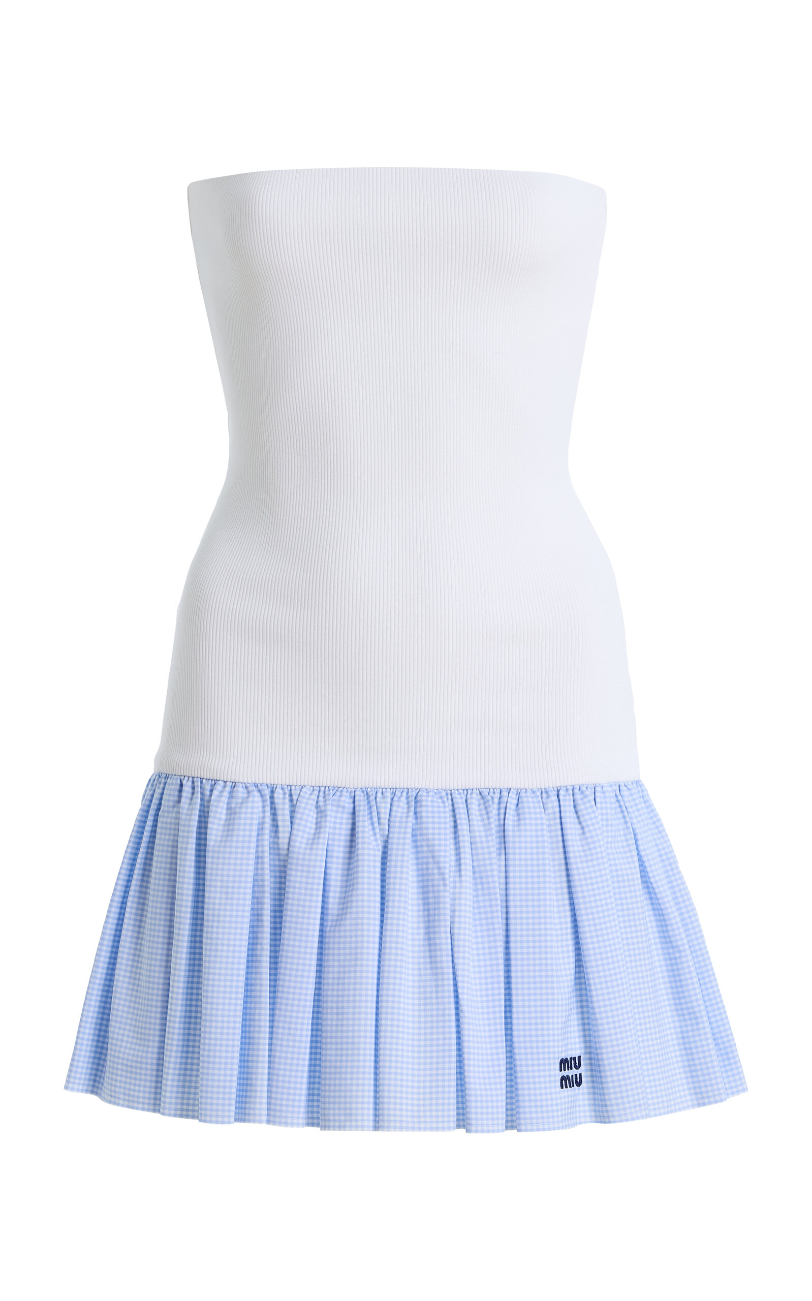 Miu Miu Costina Cotton-blend Mini Dress In Blue