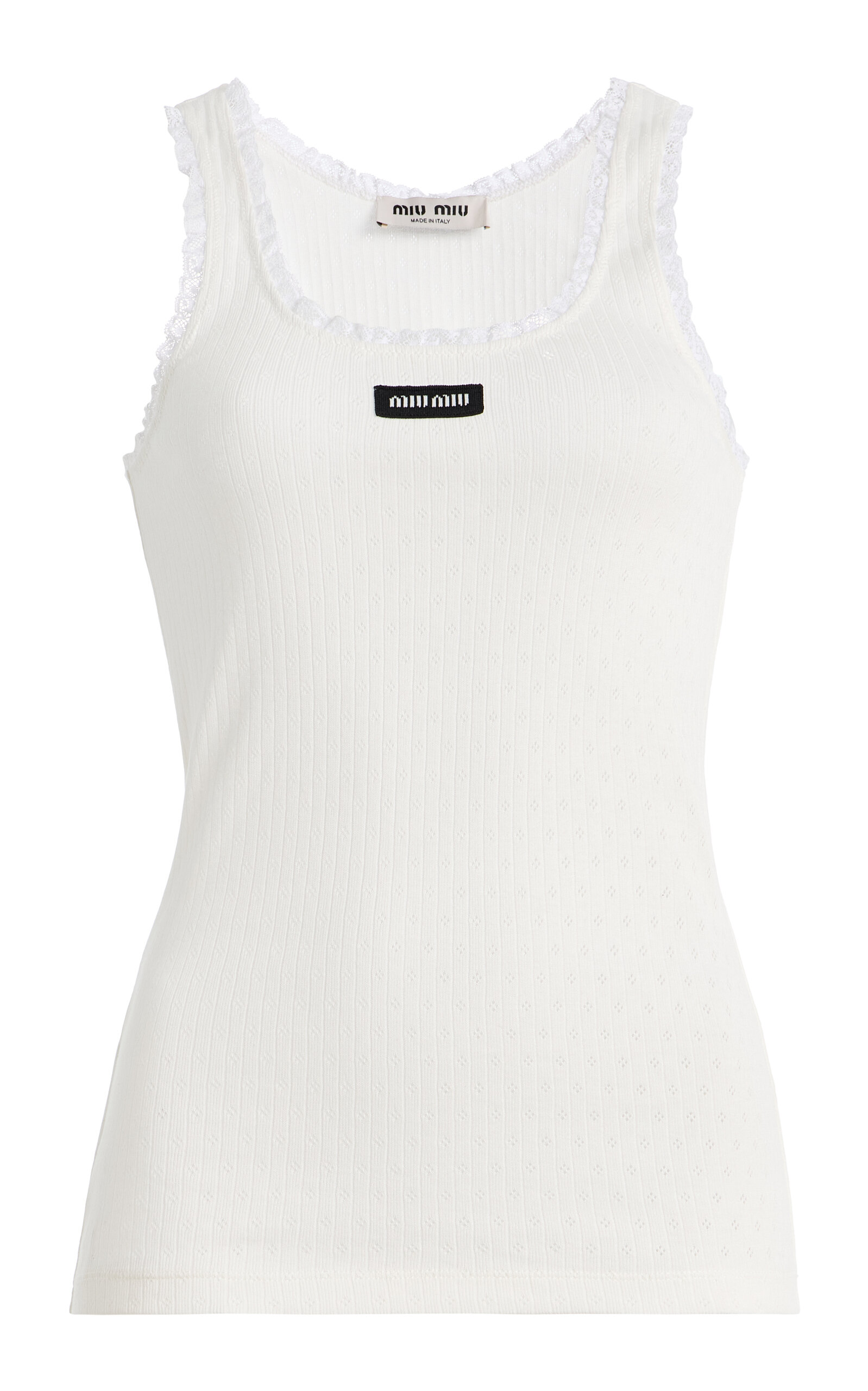 Miu Miu Pointelle Knitted Cotton Tank Top