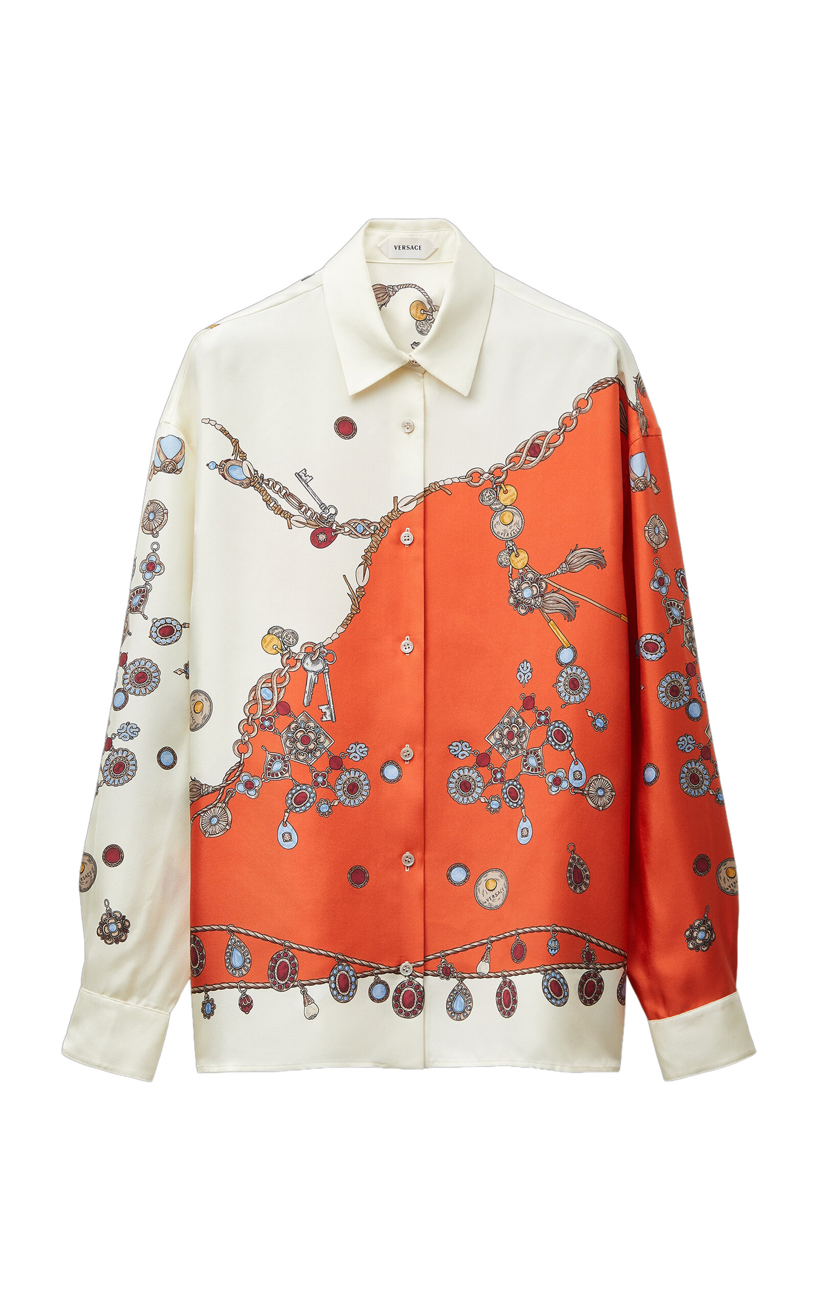 Versace Stolen Jewels Printed Silk-Twill Top - Moda Operandi