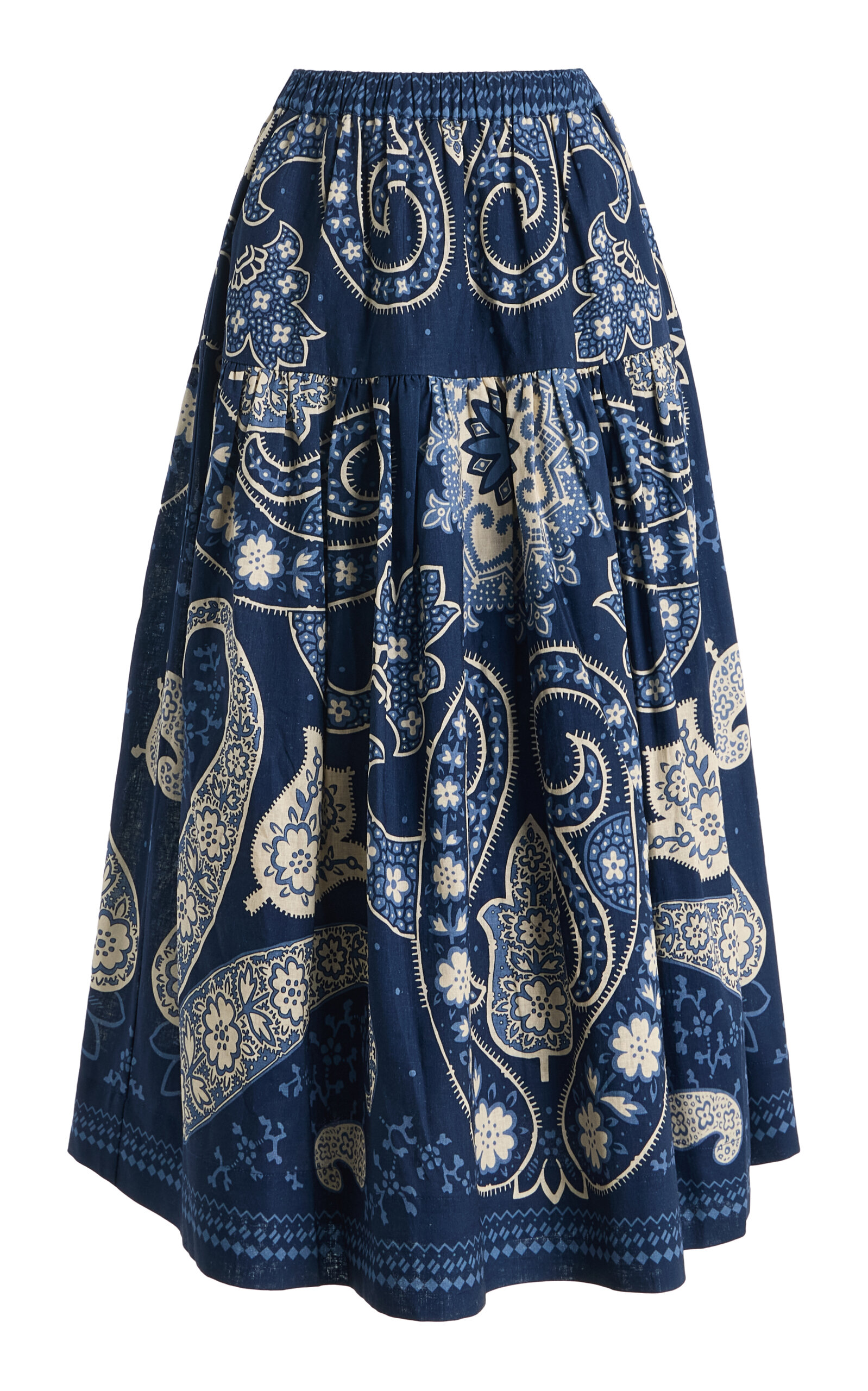 Sea Emelina Printed Linen-Cotton Midi Skirt