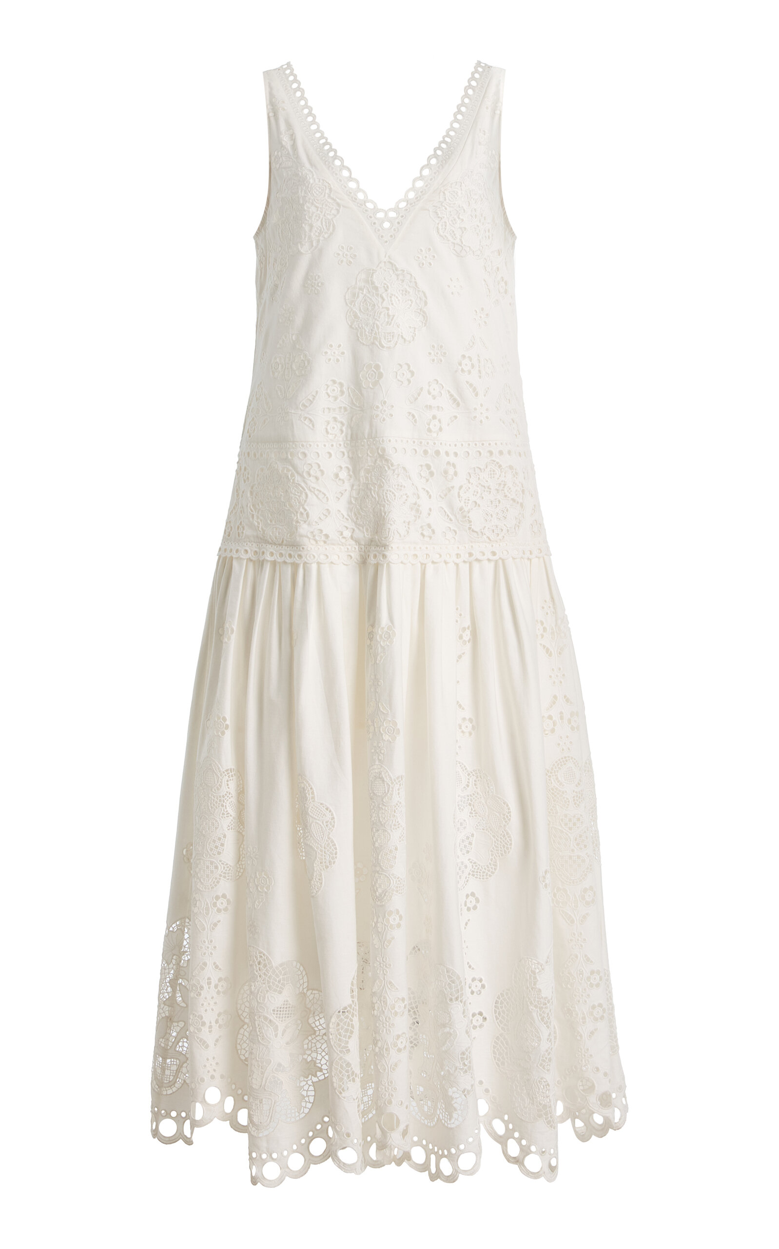 Sea Gardener Embroidered Cotton Maxi Dress