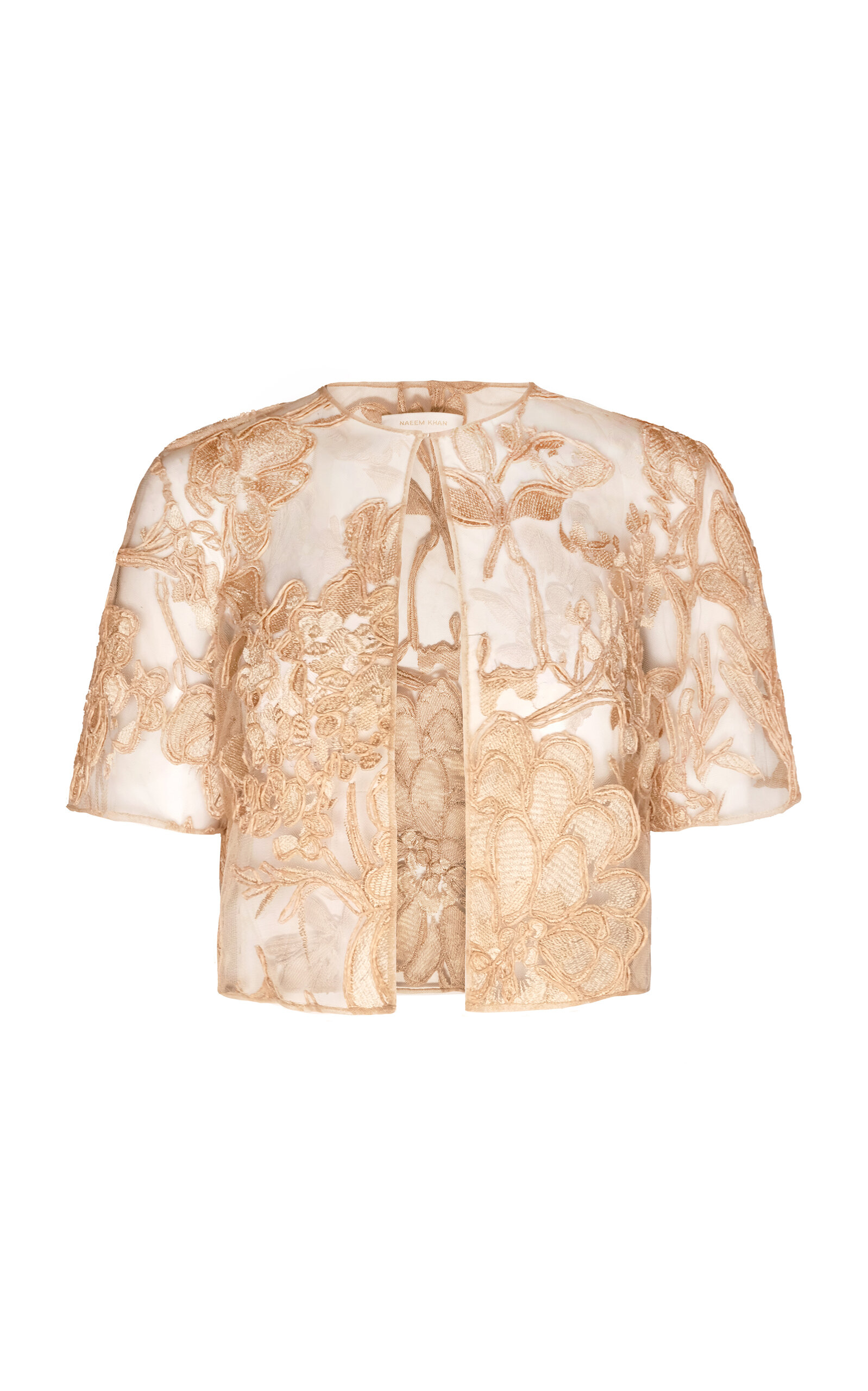 Naeem Khan Floral Raffia Bolero