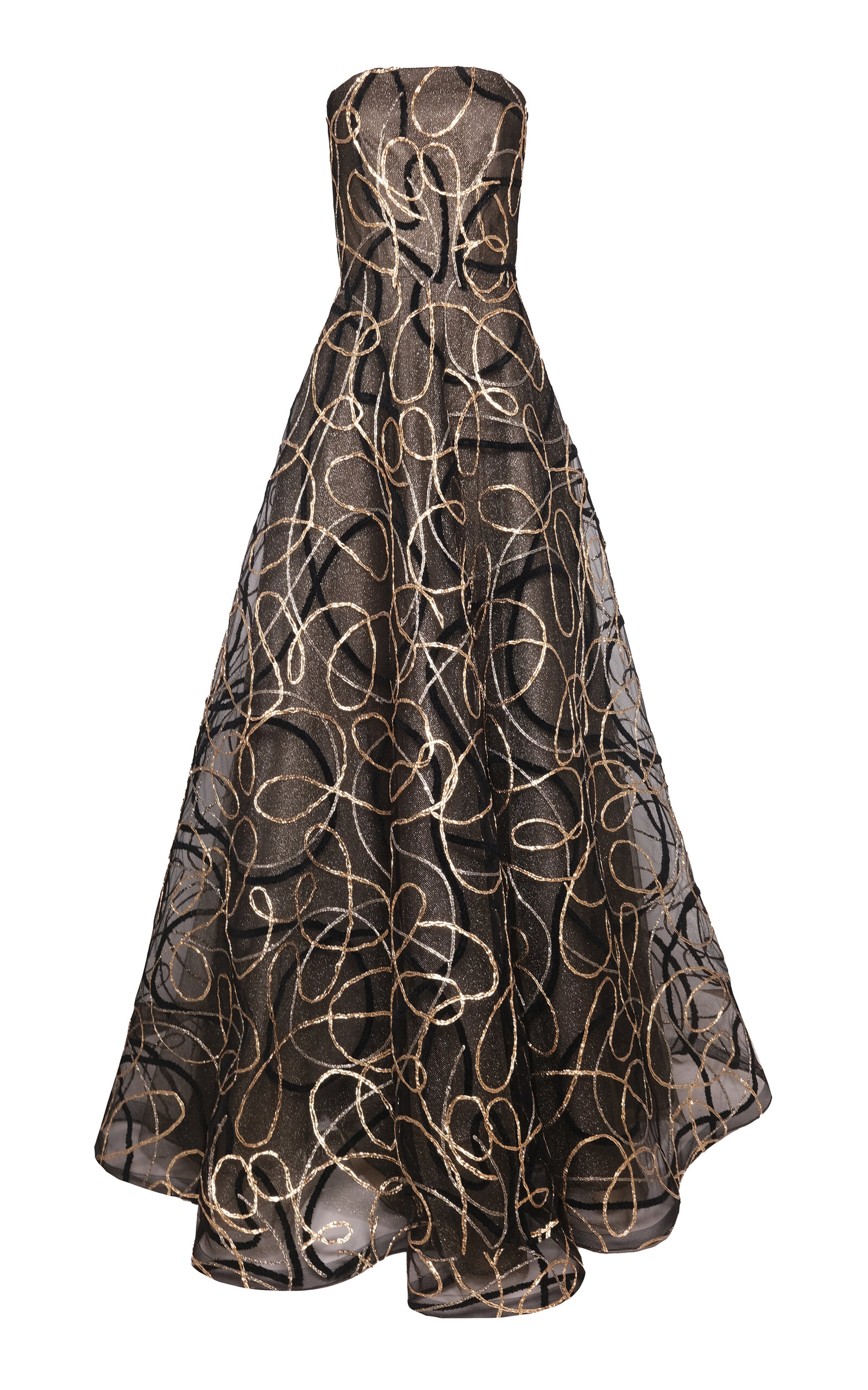 Naeem Khan Metallic Raffia Strapless Gown