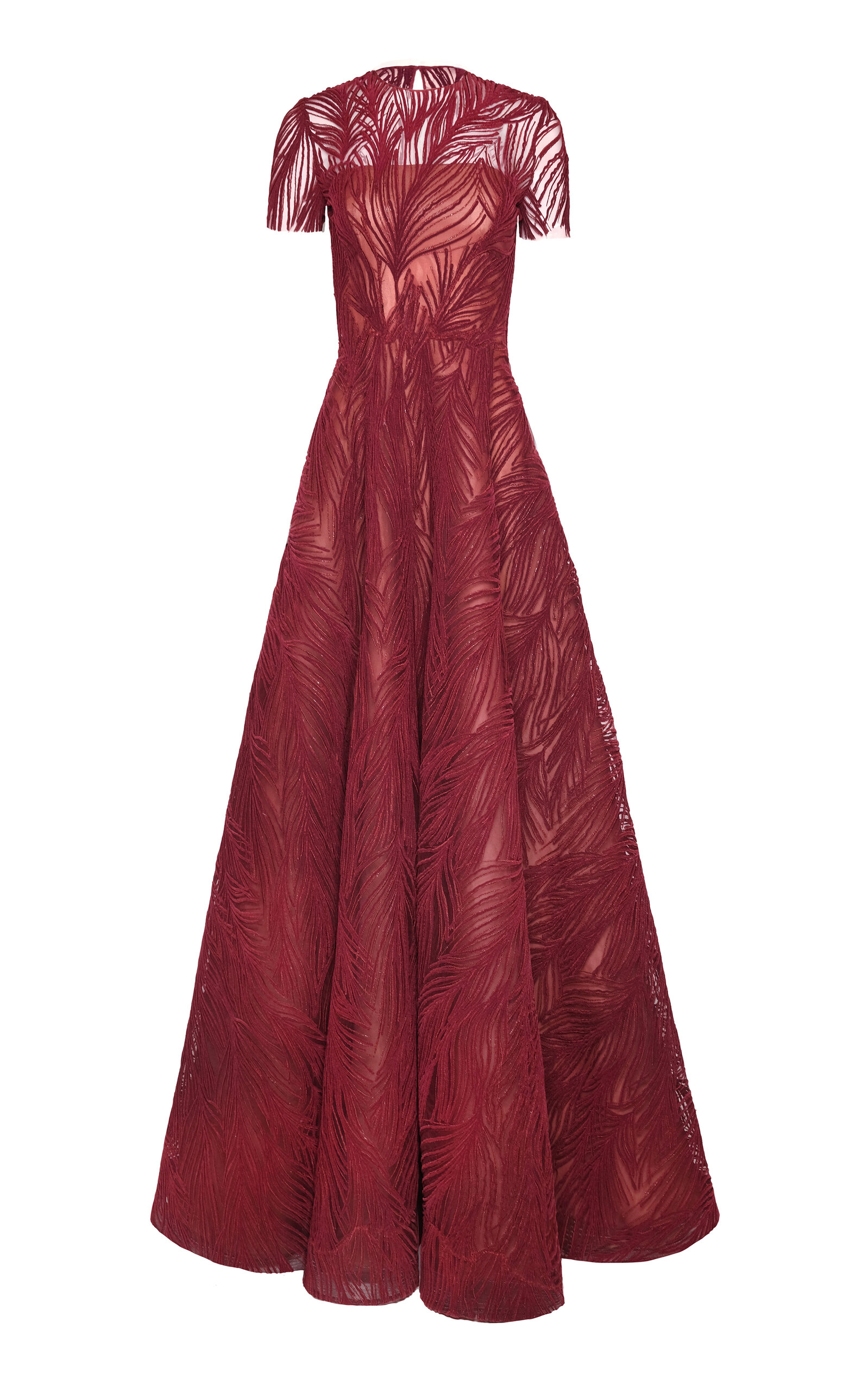 Naeem Khan Light Velvet Cap Sleeve Gown