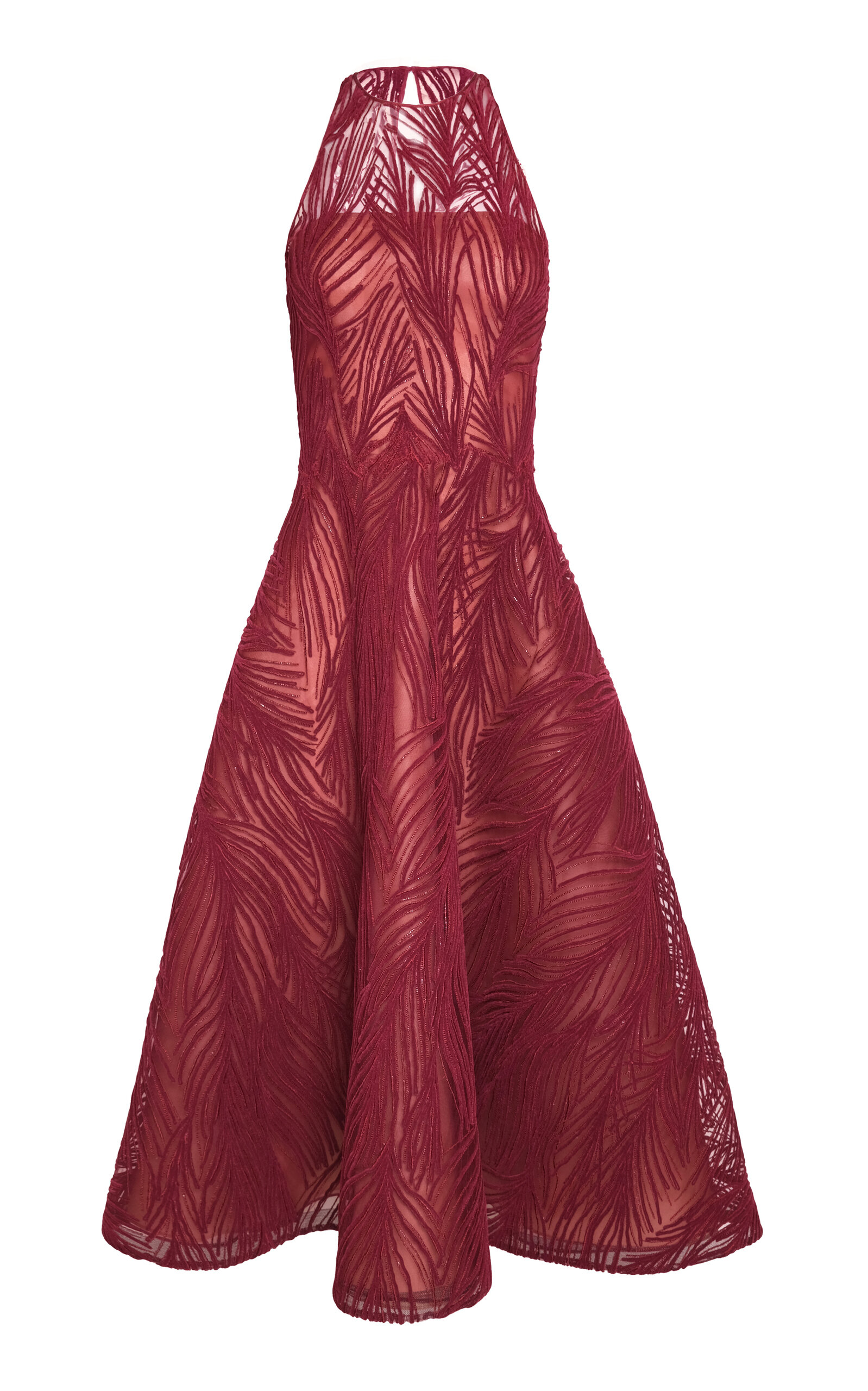 Naeem Khan Light Velvet Halter Midi Dress