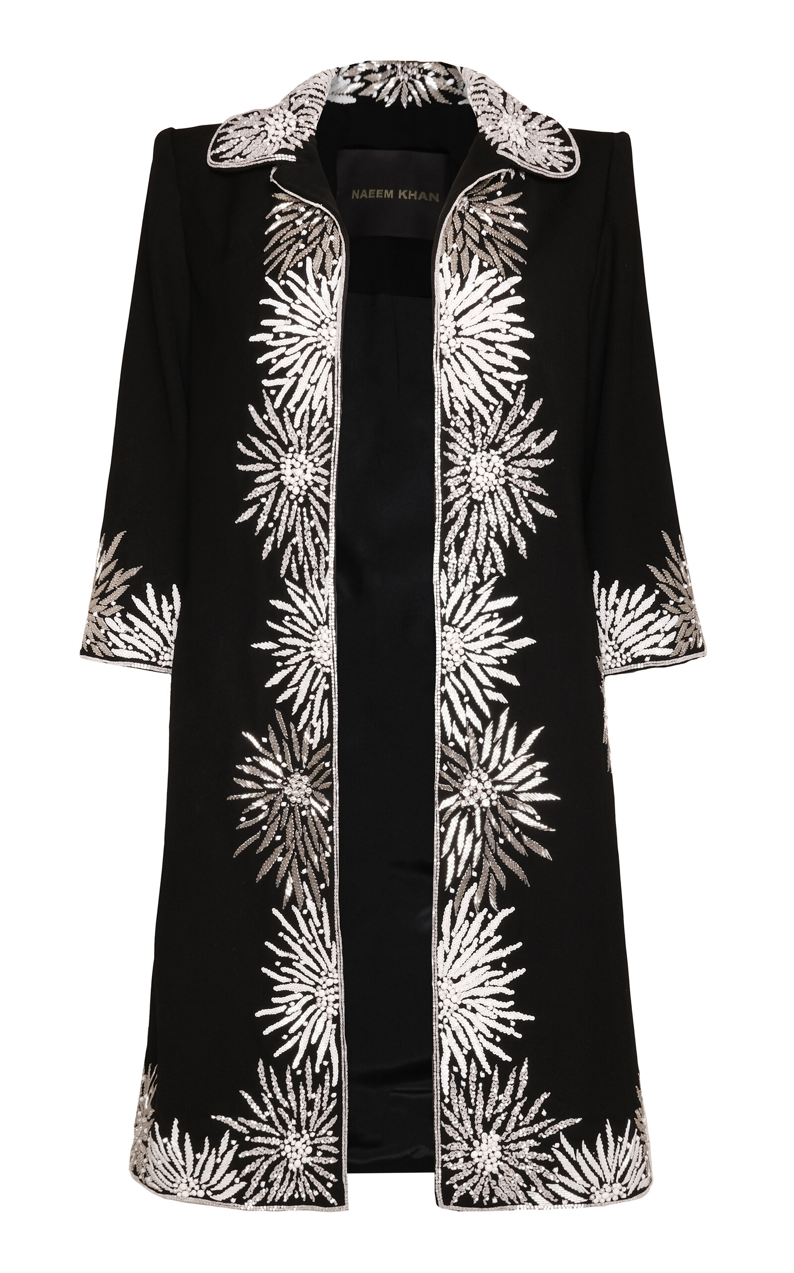 Naeem Khan Embellished 3/4 Sleeve Coat
