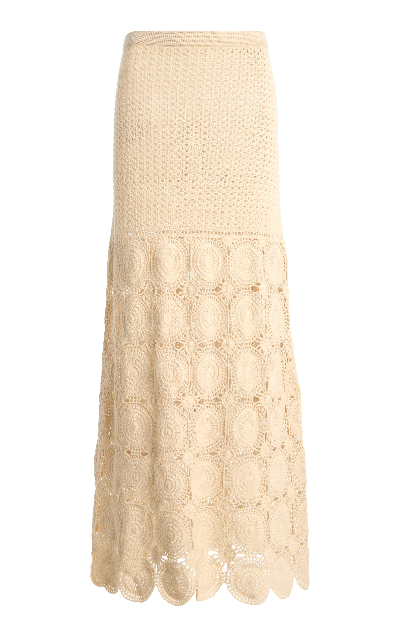 Escvdo Siula Crocheted Cotton Maxi Skirt In Blue
