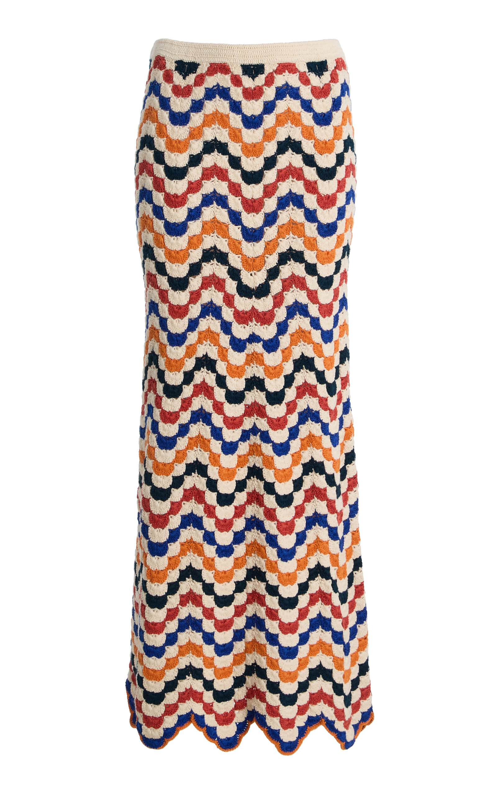 Escvdo Ursula Crocheted Cotton Midi Skirt In White