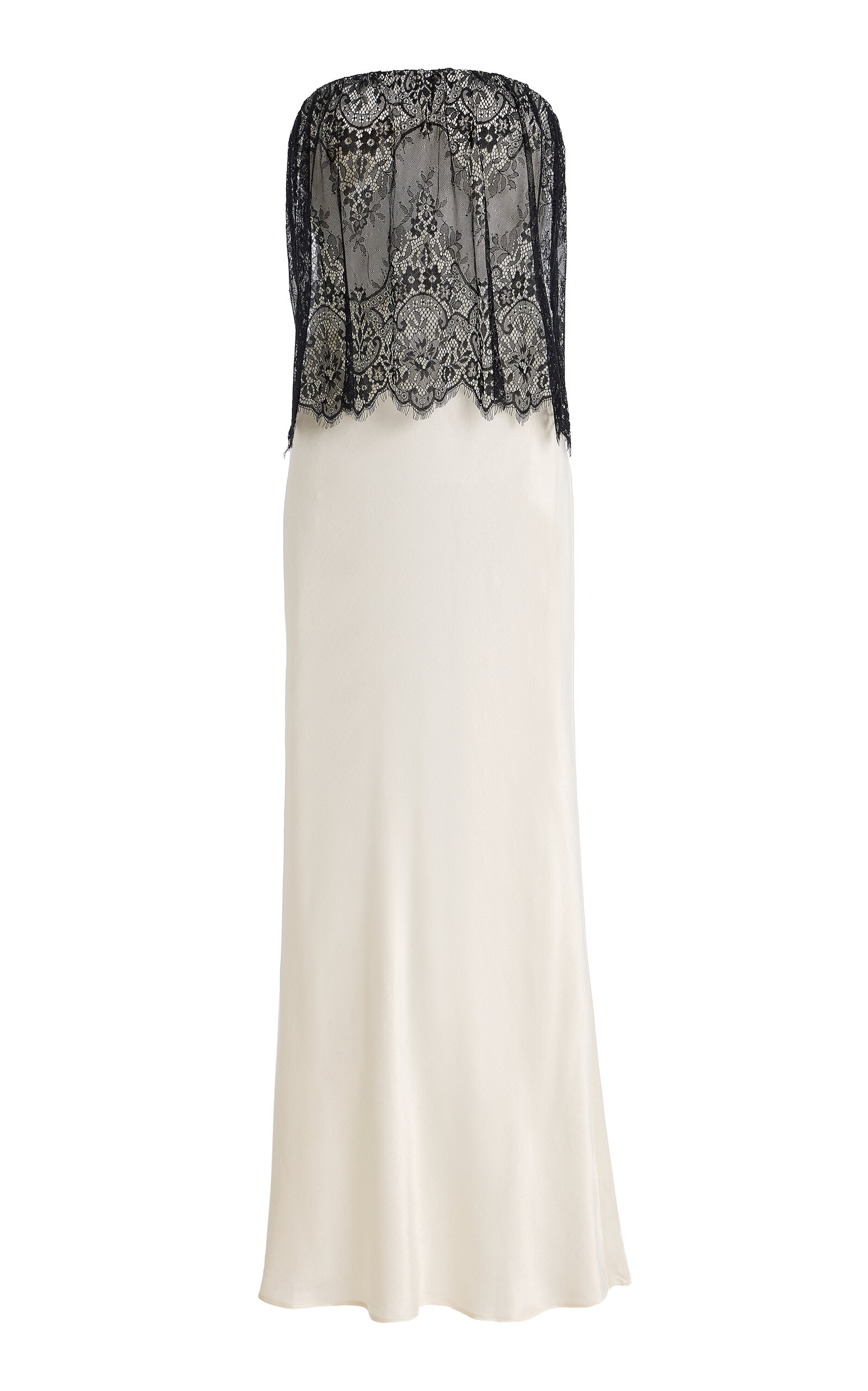 Third Form Exclusive Visions Lace Strapless Maxi Dress | Ivory+ Black Lace In Neutral