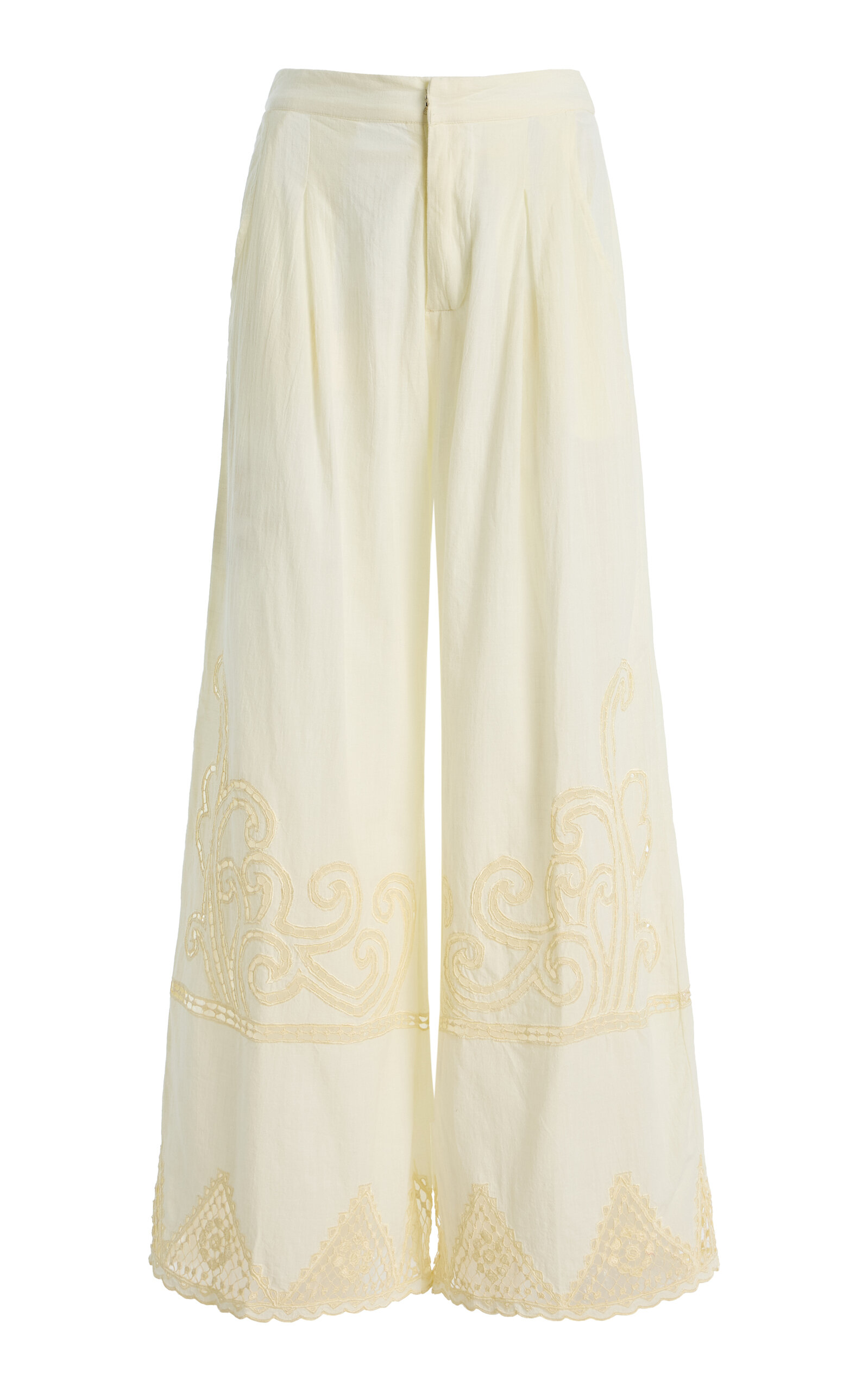 All That Remains Akia Crochet Cotton Wide-leg Pants In White