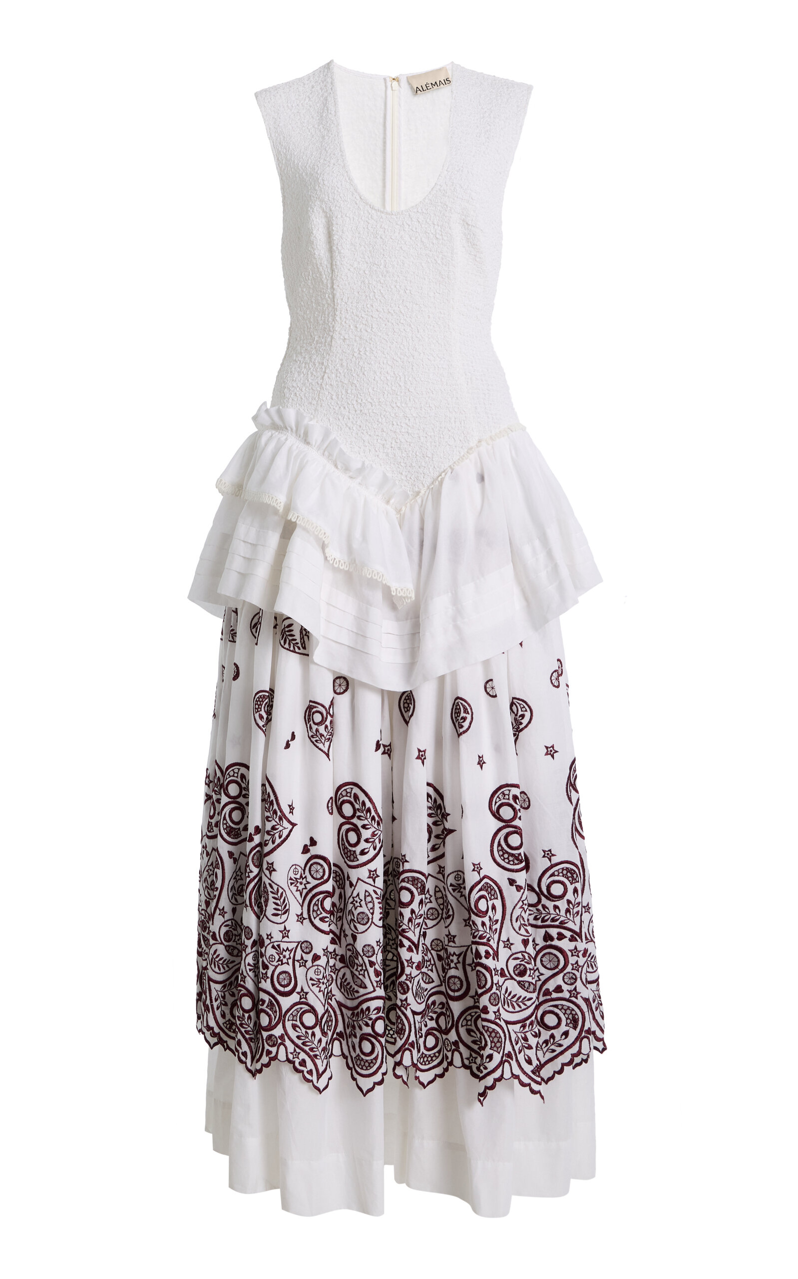Alemais Alémais Bobby Embroidered Cotton Midi Dress In White