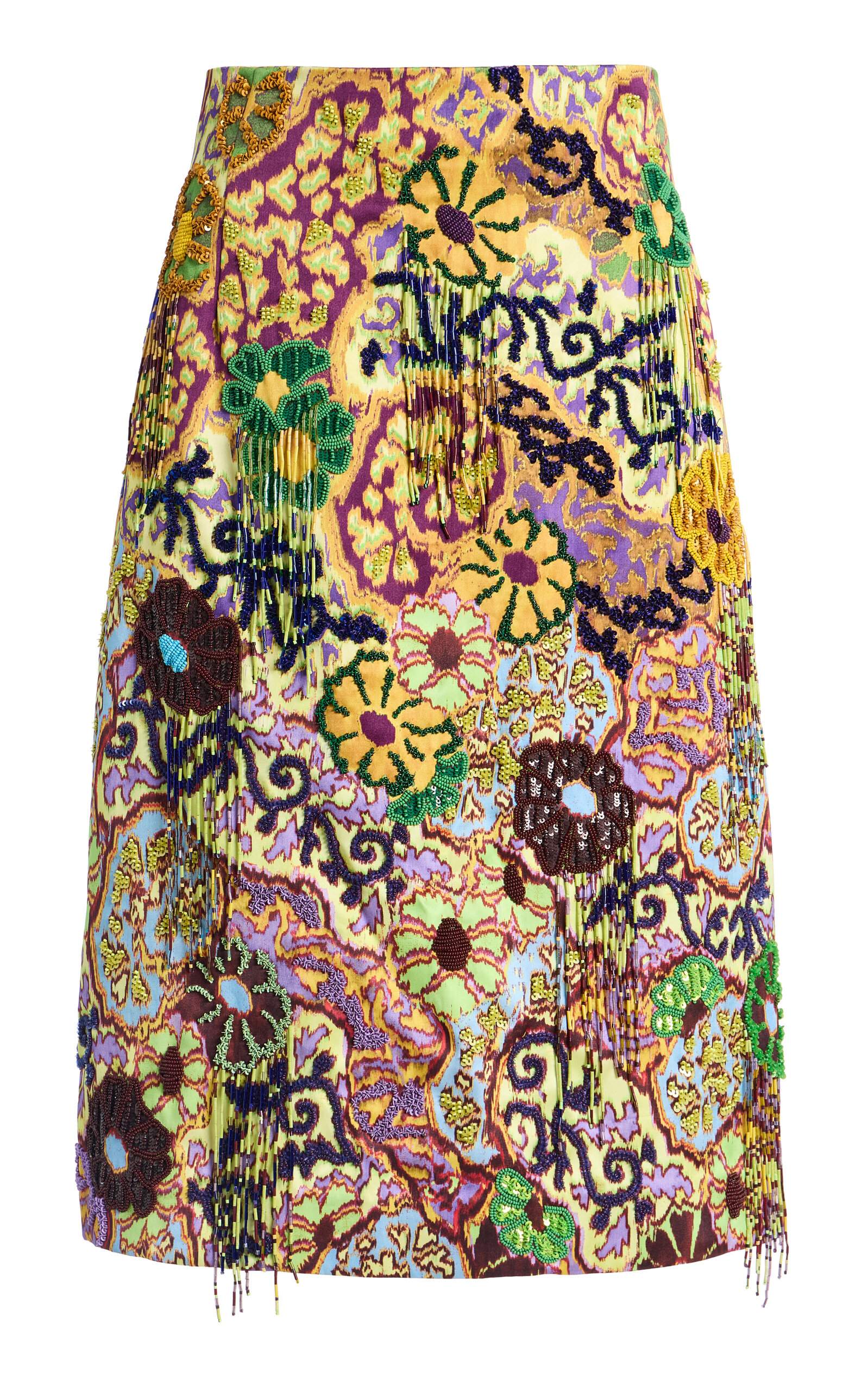 Alemais Alémais Joanna Embellished Satin Midi Skirt In Multi