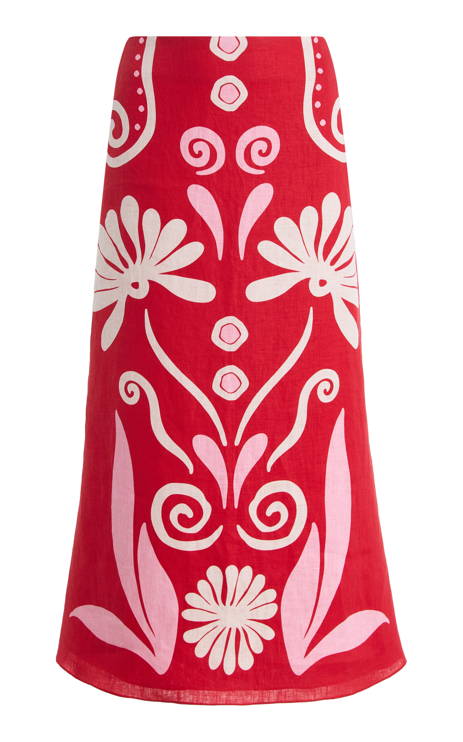 Cala de la Cruz Fabiana Printed Linen Midi Skirt - Moda Operandi