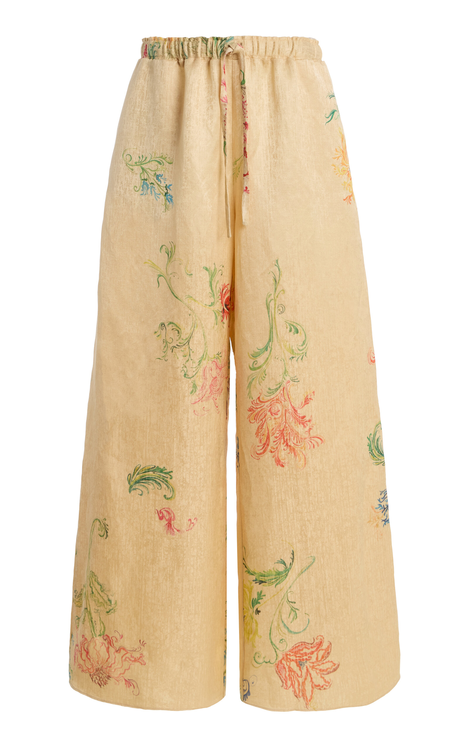 Rosie Assoulin Drawstring Floral Linen Pants