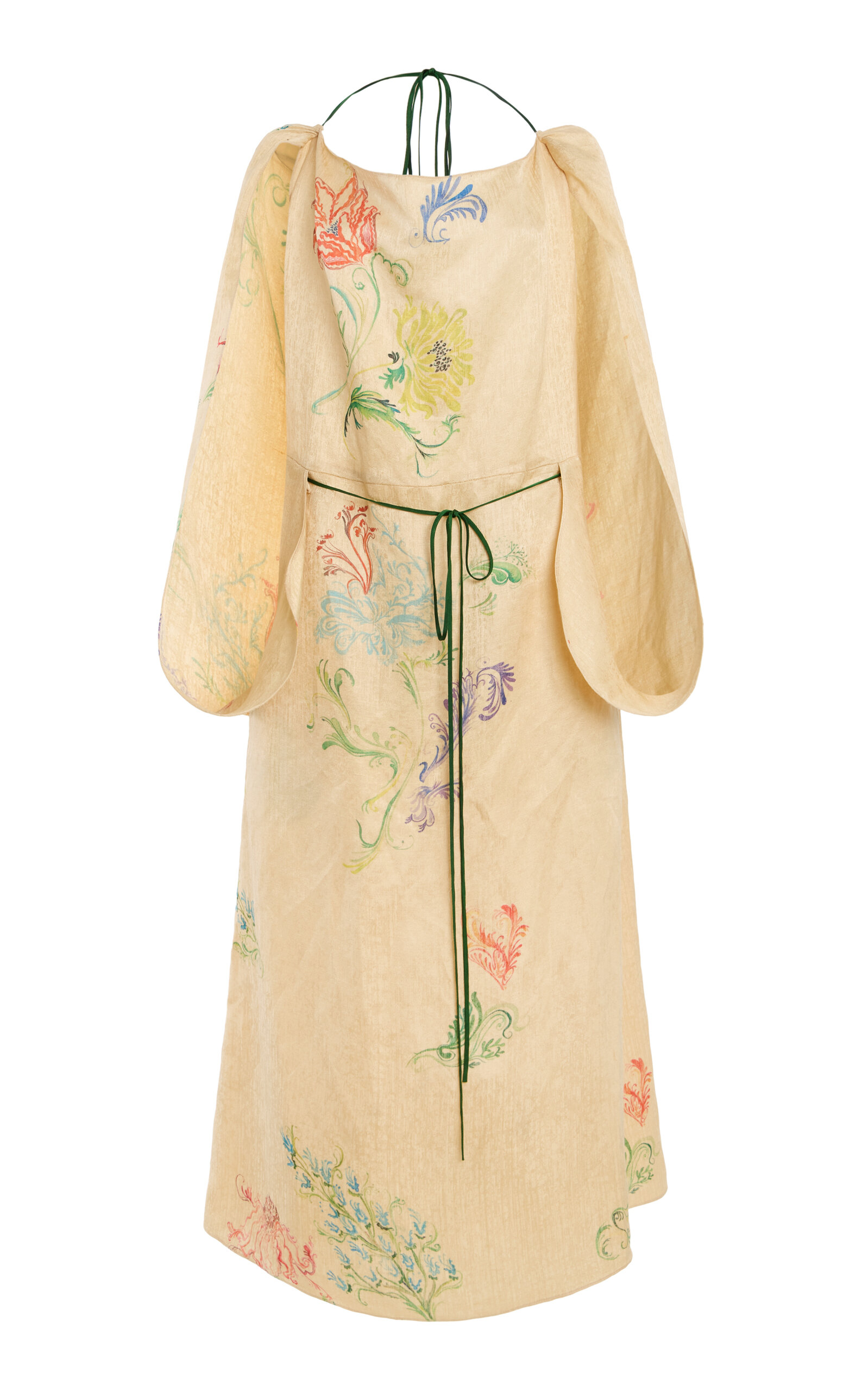 Rosie Assoulin Floral Linen Capelet Dress