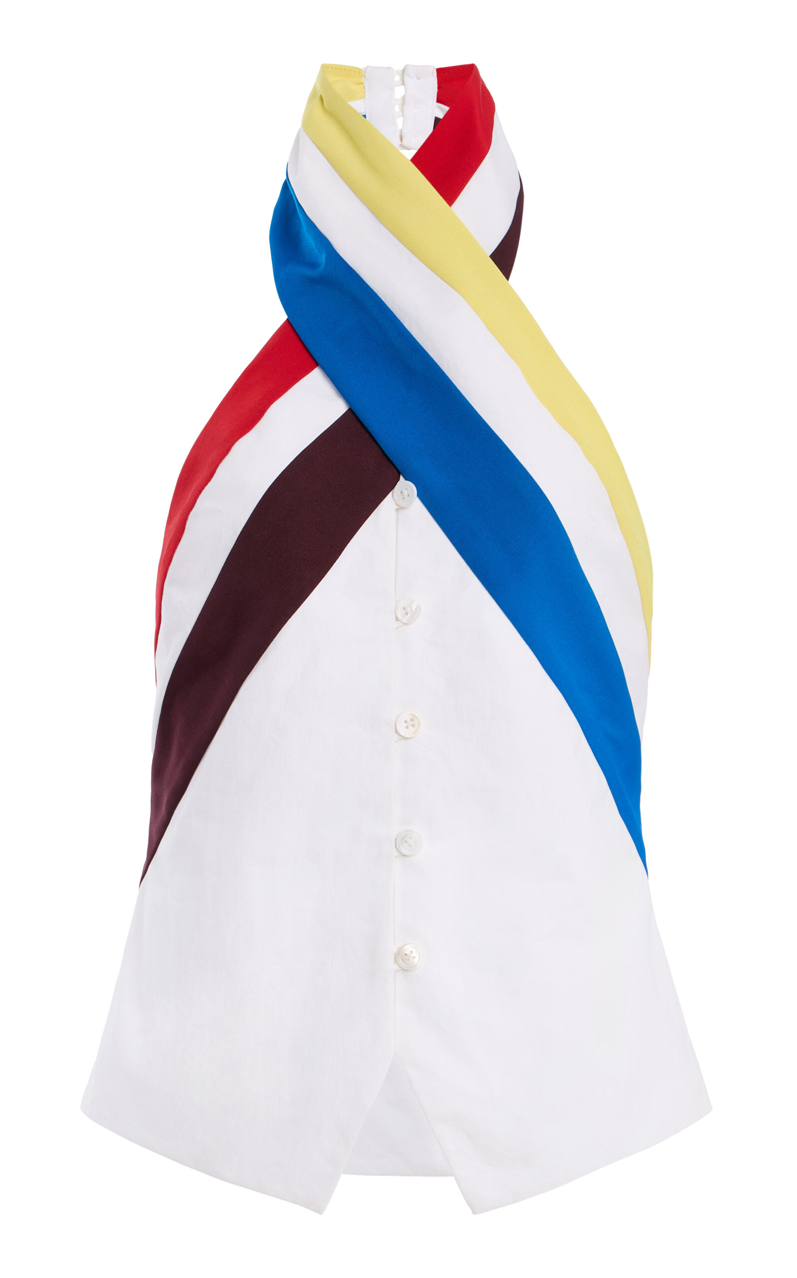 Rosie Assoulin Twisted Halter Vest Cotton Top