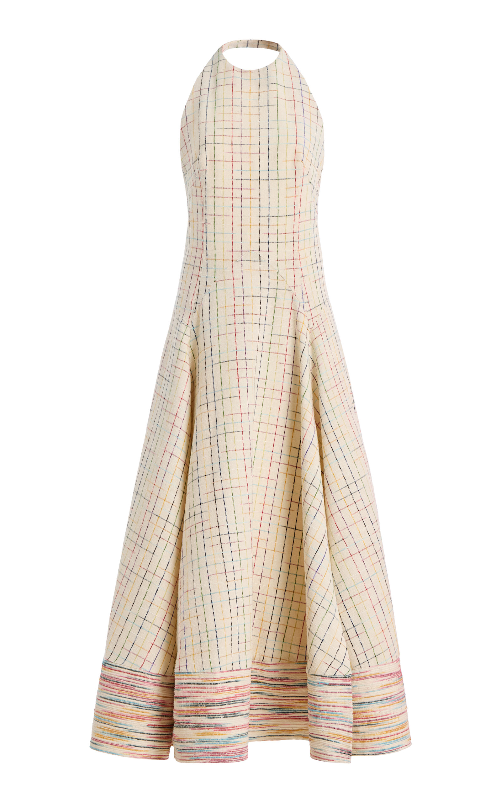 Rosie Assoulin Full Sweep Checked Silk Maxi Halter Dress - Moda Operandi