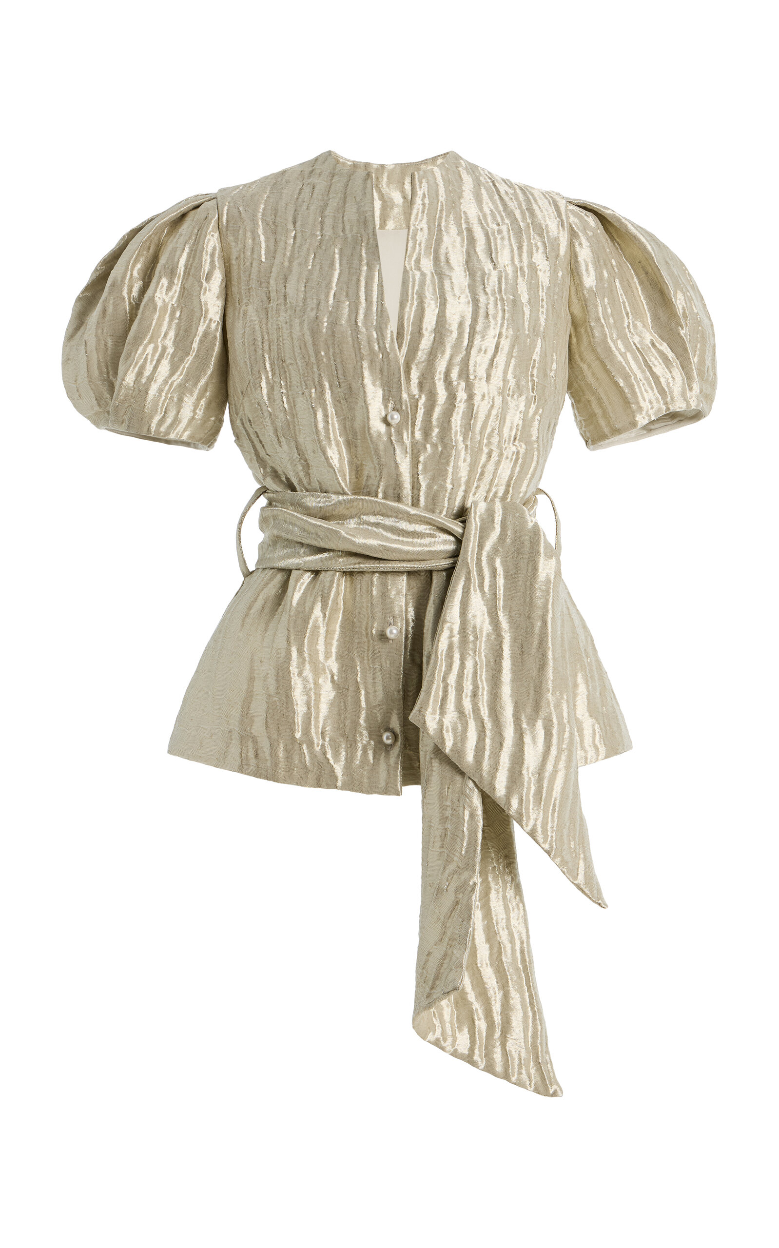 Rosie Assoulin Belted Puff Sleeve Top