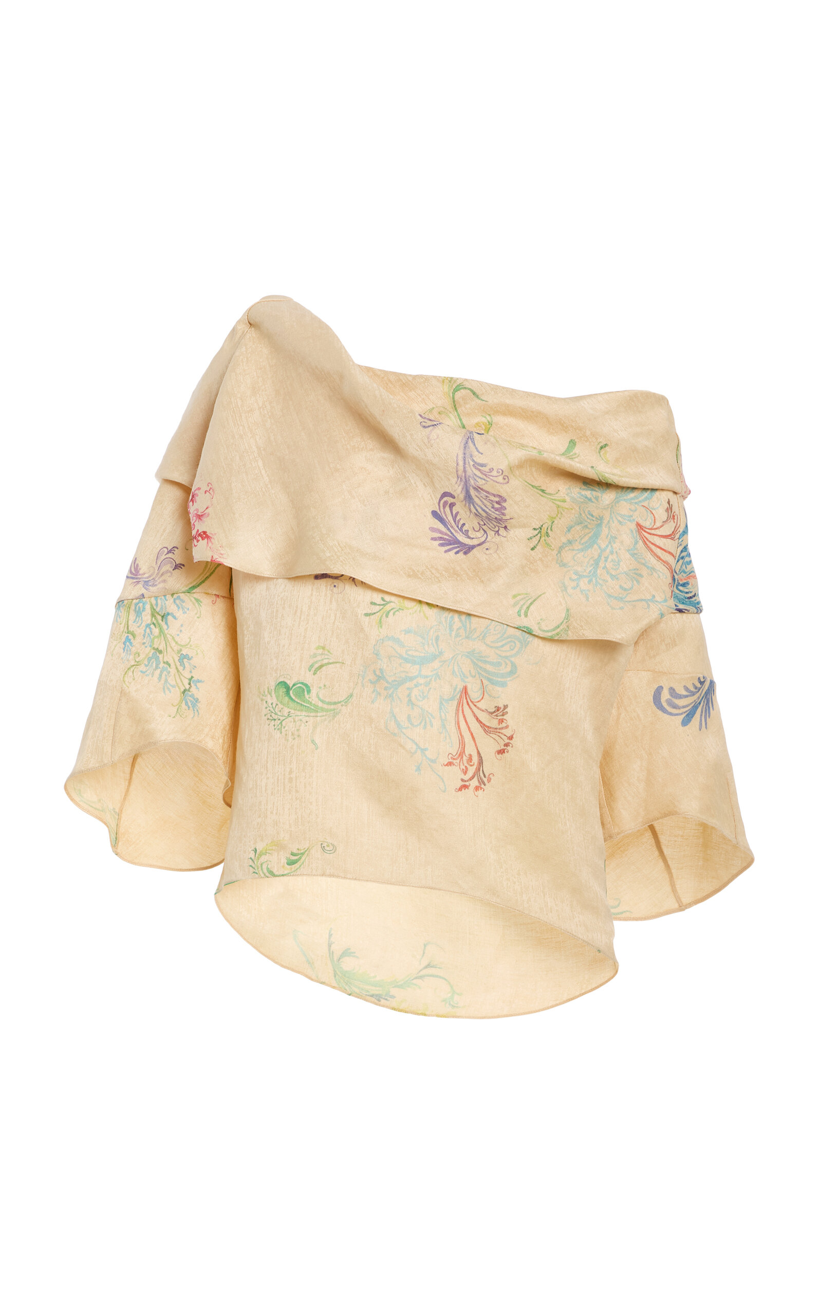 Rosie Assoulin Floral Off-The-Shoulder Linen Top