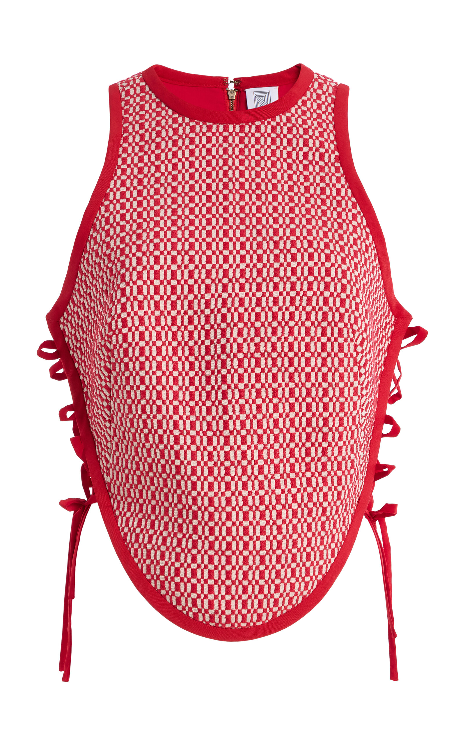 Rosie Assoulin Shield Bow Woven Tie Top