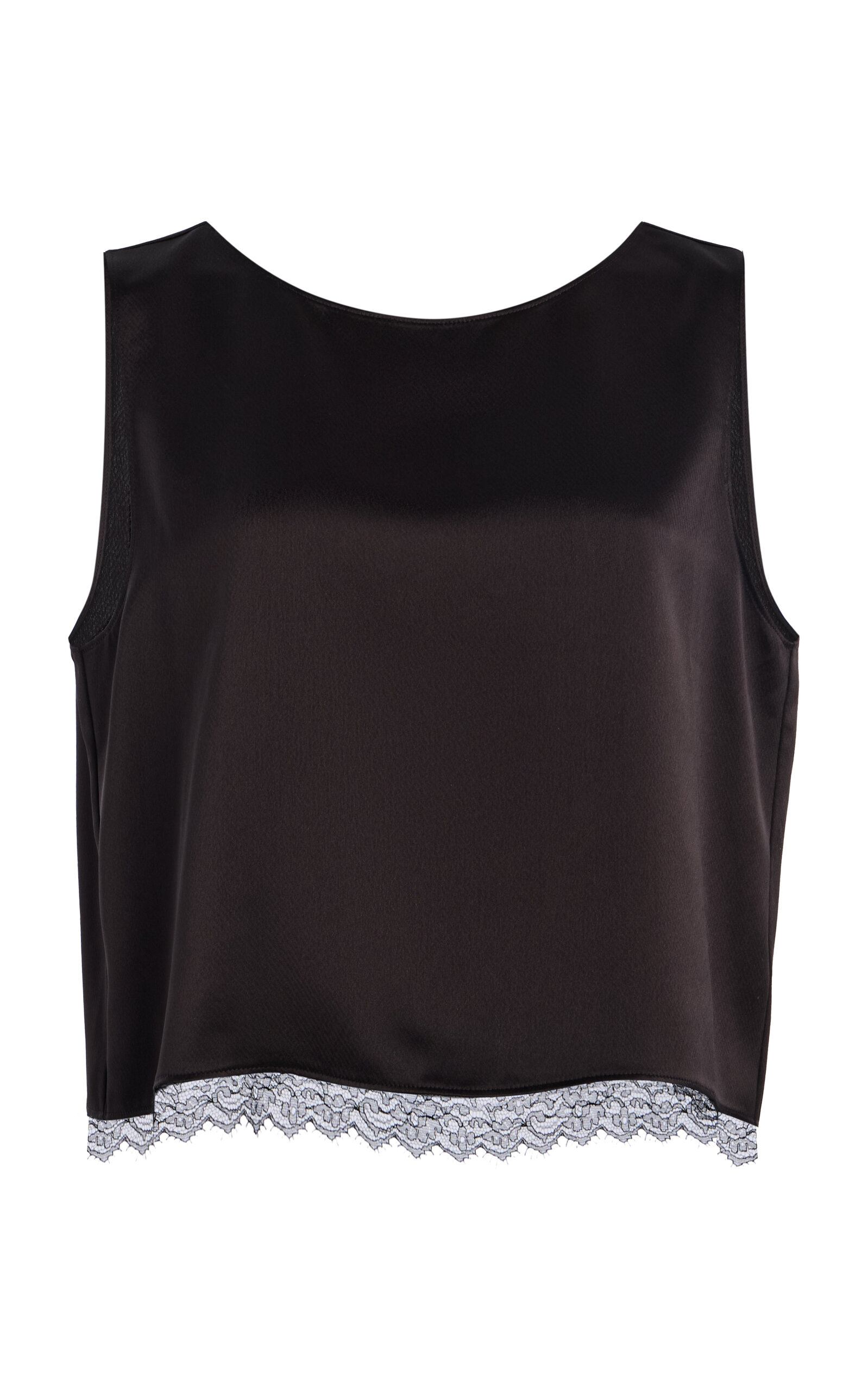 Leset Barb Lae-Trimmed Satin Cropped Top - Moda Operandi